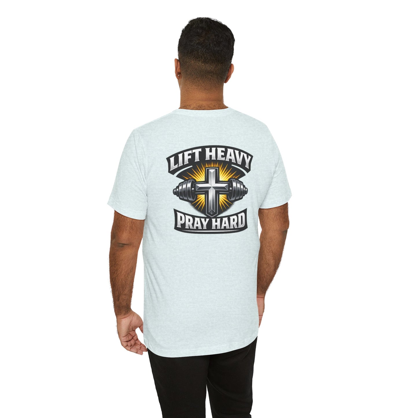 Lift Heavy Pray Hard T‑Shirt — Christian Fitness Gym Tee