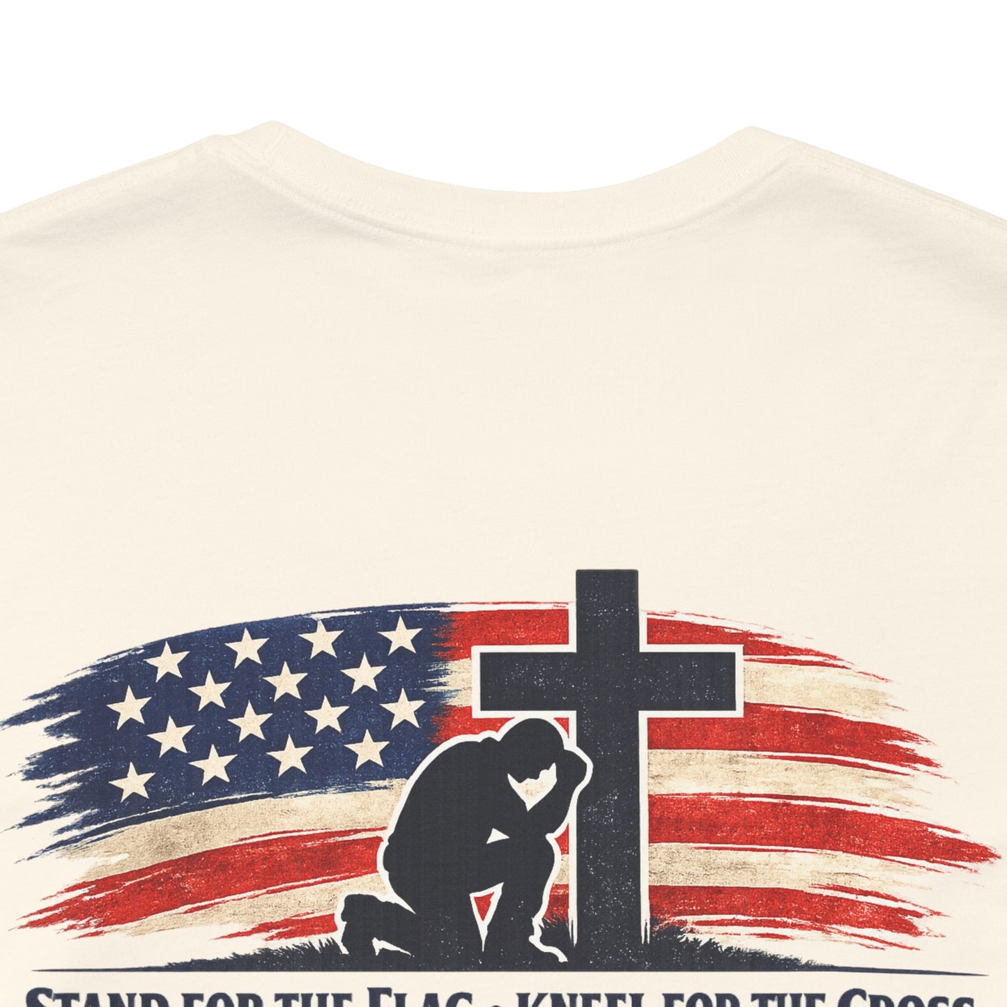 Patriotic Cross Tee – "Stand for the Flag, Kneel for the Cross" Short Sleeve T-Shirt