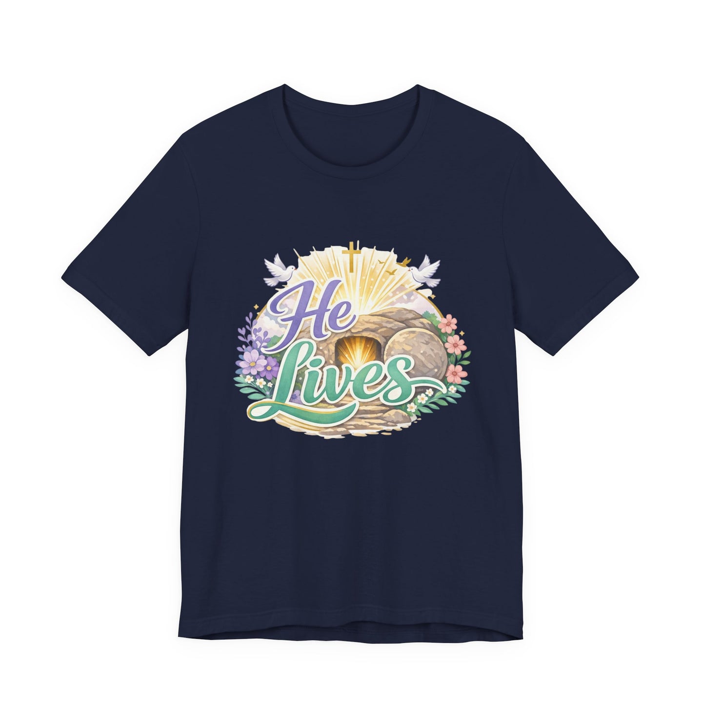 He Lives Jesus Tomb Tee — Christian Easter T‑Shirt