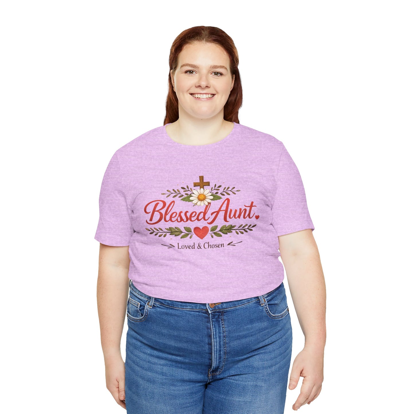 Blessed Aunt T-Shirt - "Blessed Aunt Loved & Chosen" Christian Floral Tee