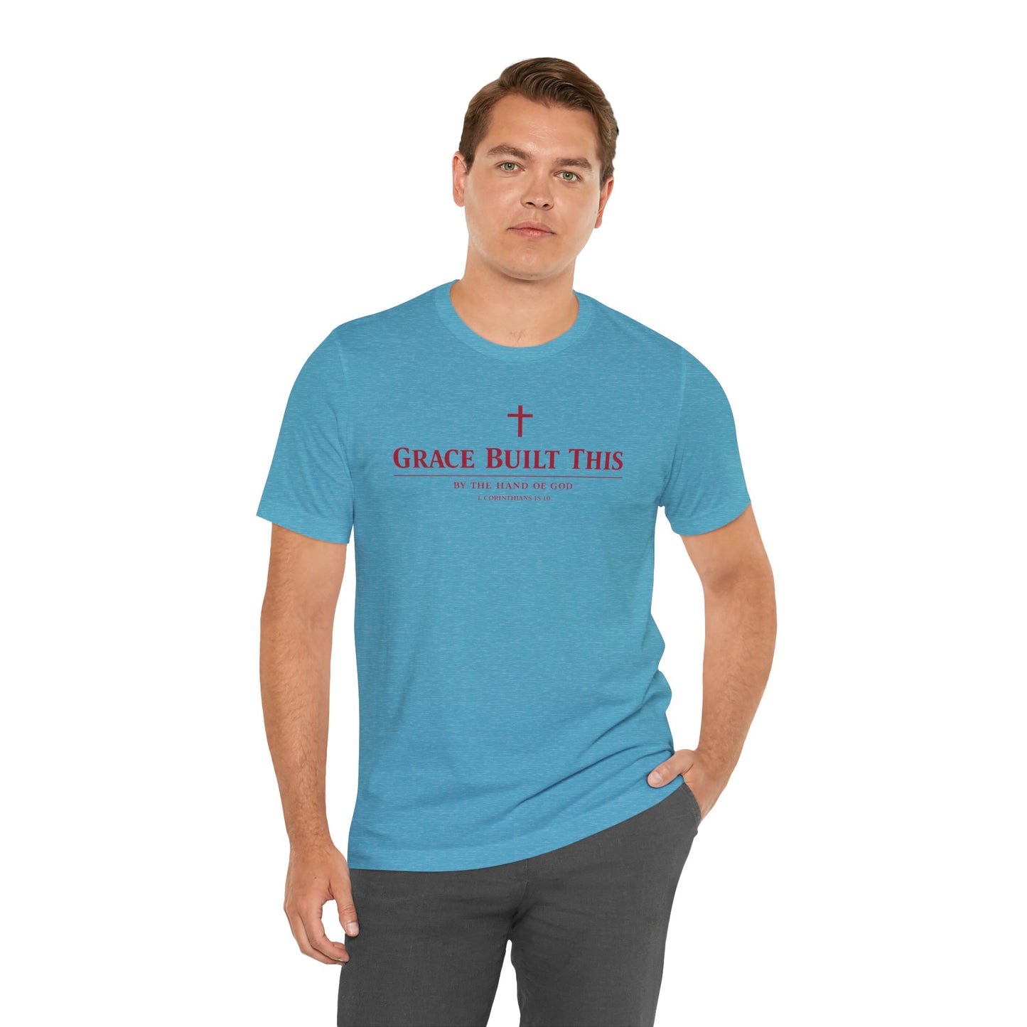 Grace Built This T-Shirt — Christian Faith Tee with Cross
