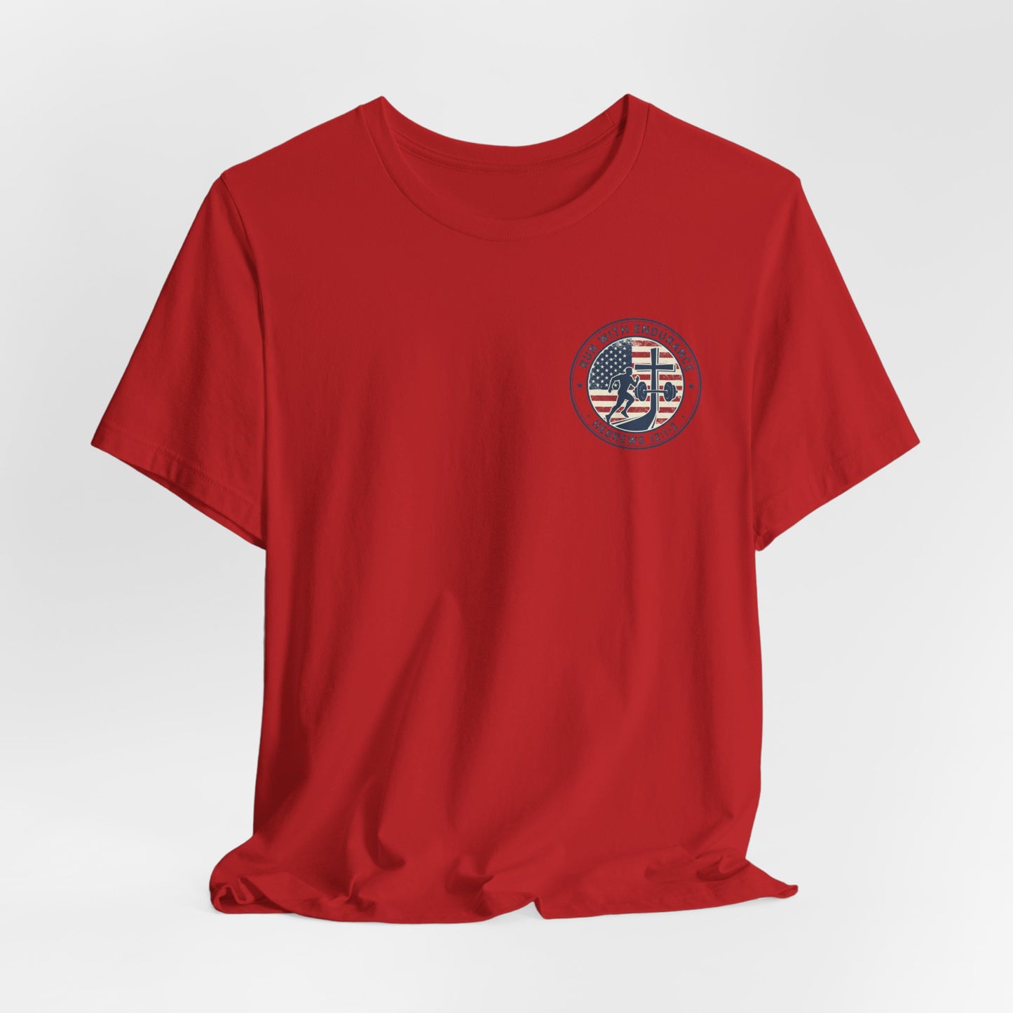 Hebrews 12:1-2 'Run With Endurance' T-Shirt — Inspirational Christian Tee