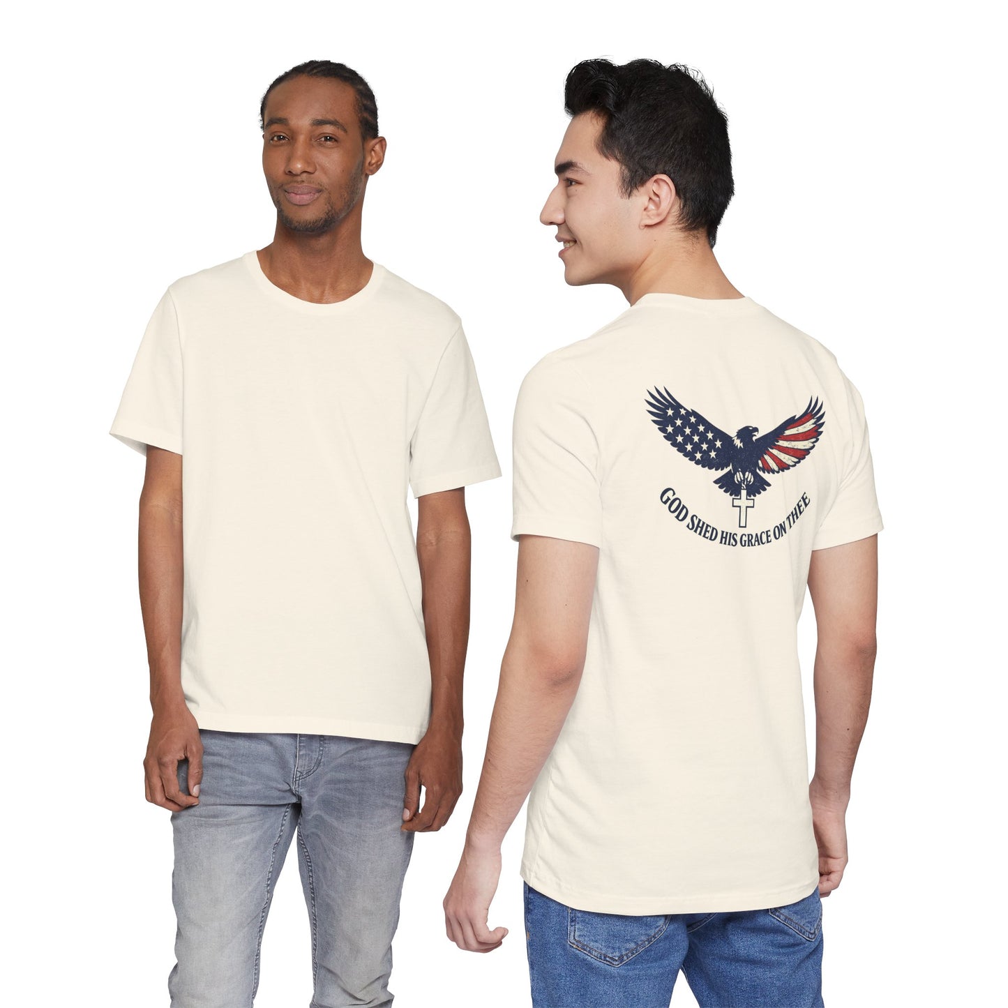 Patriotic Eagle T‑Shirt — "God Shed His Grace on Thee" Back Graphic Tee