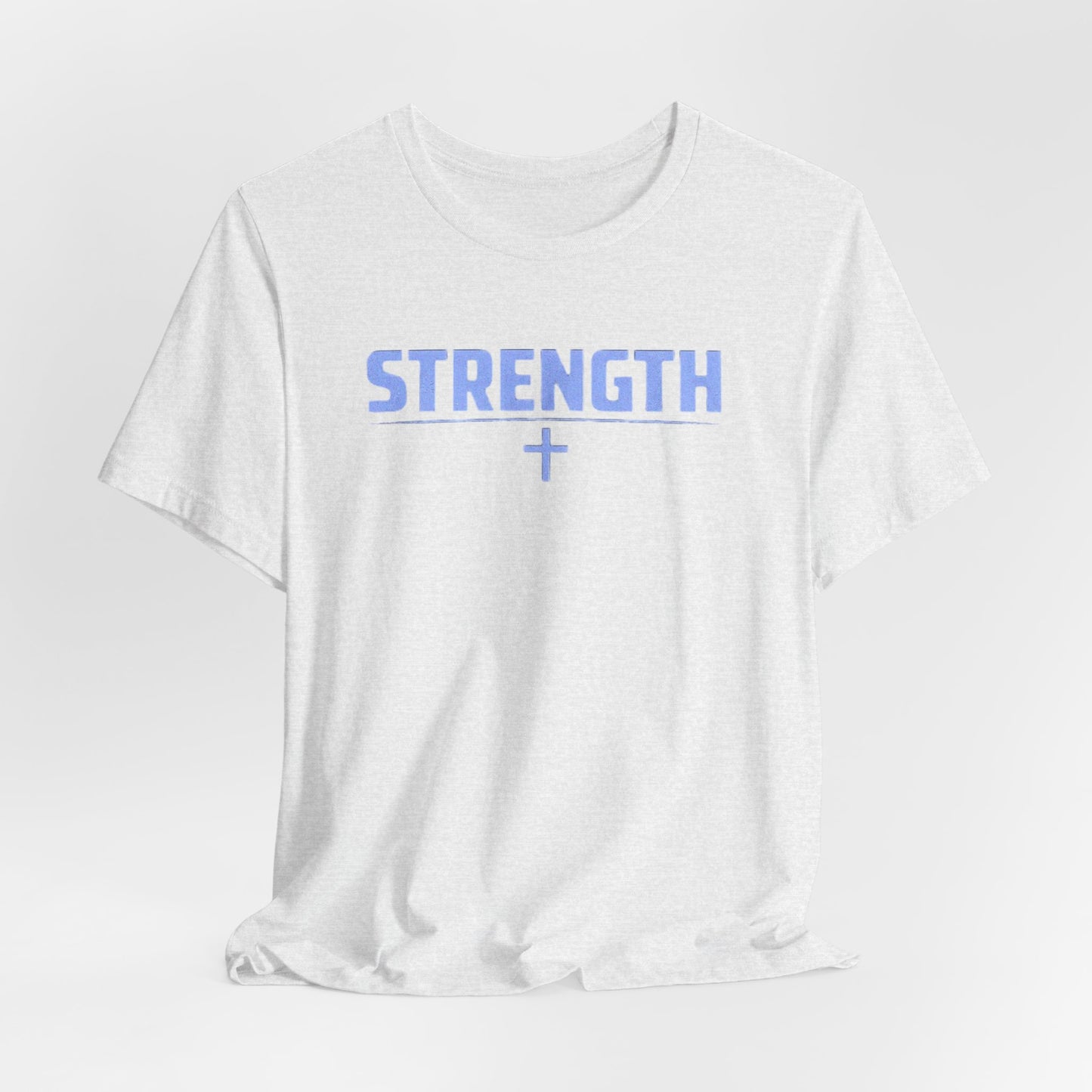 Strength with Cross Tee — Minimal Motivational Fitness Shirt