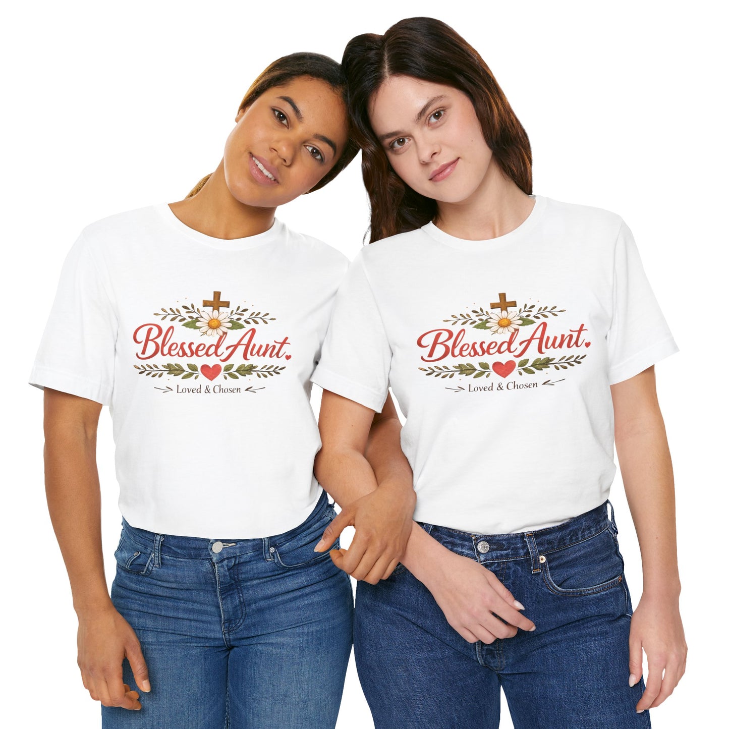 Blessed Aunt T-Shirt - "Blessed Aunt Loved & Chosen" Christian Floral Tee