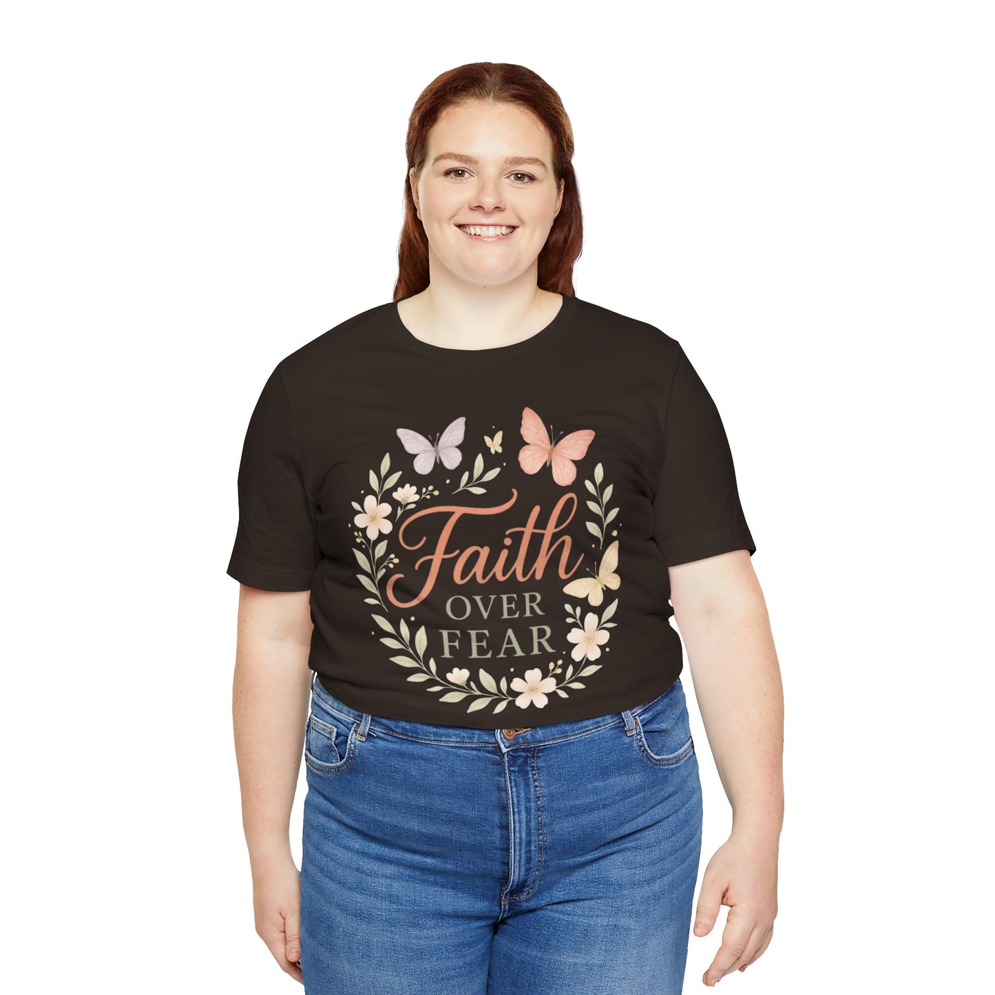 Faith Over Fear T-Shirt — Floral Butterfly Inspirational Tee