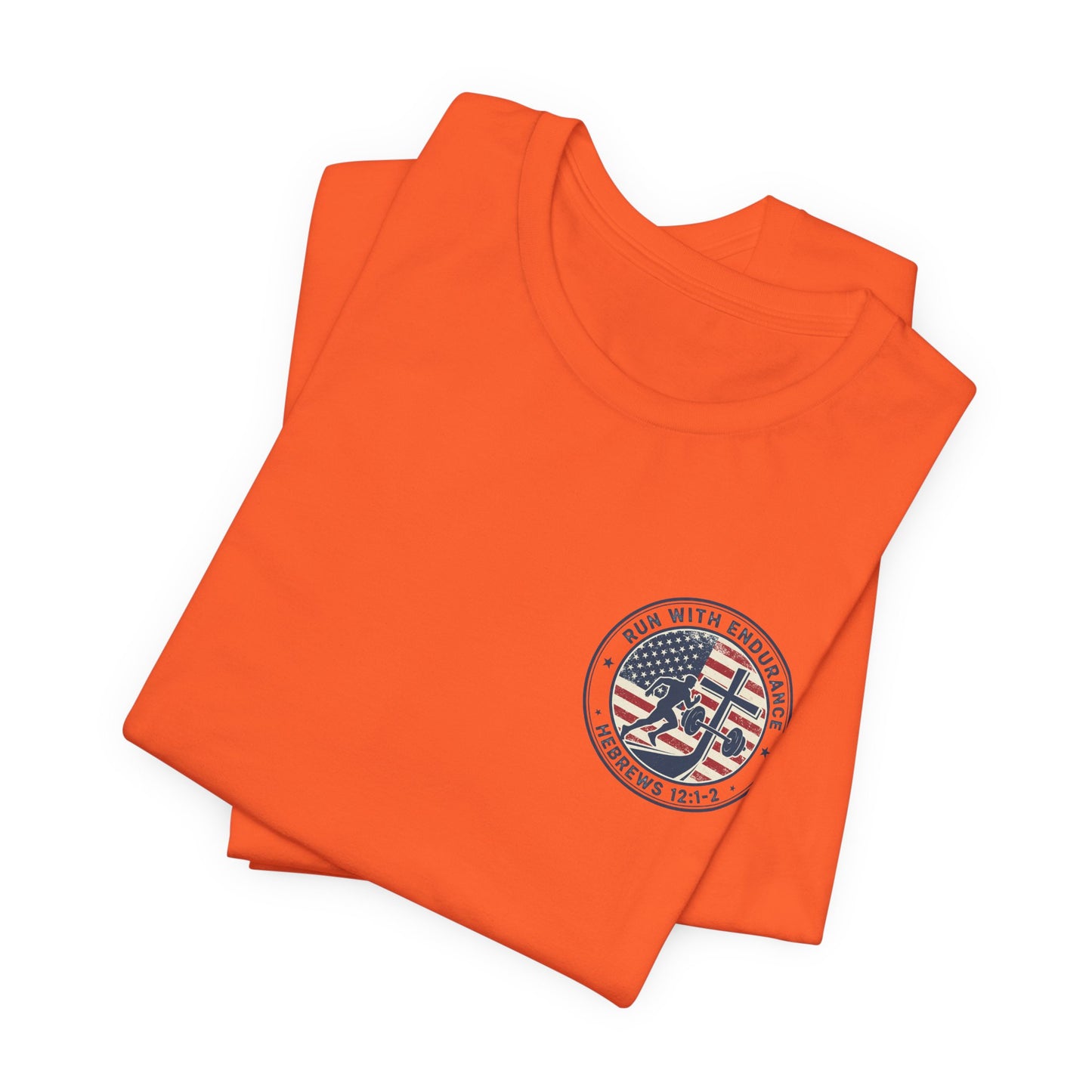 Hebrews 12:1-2 'Run With Endurance' T-Shirt — Inspirational Christian Tee