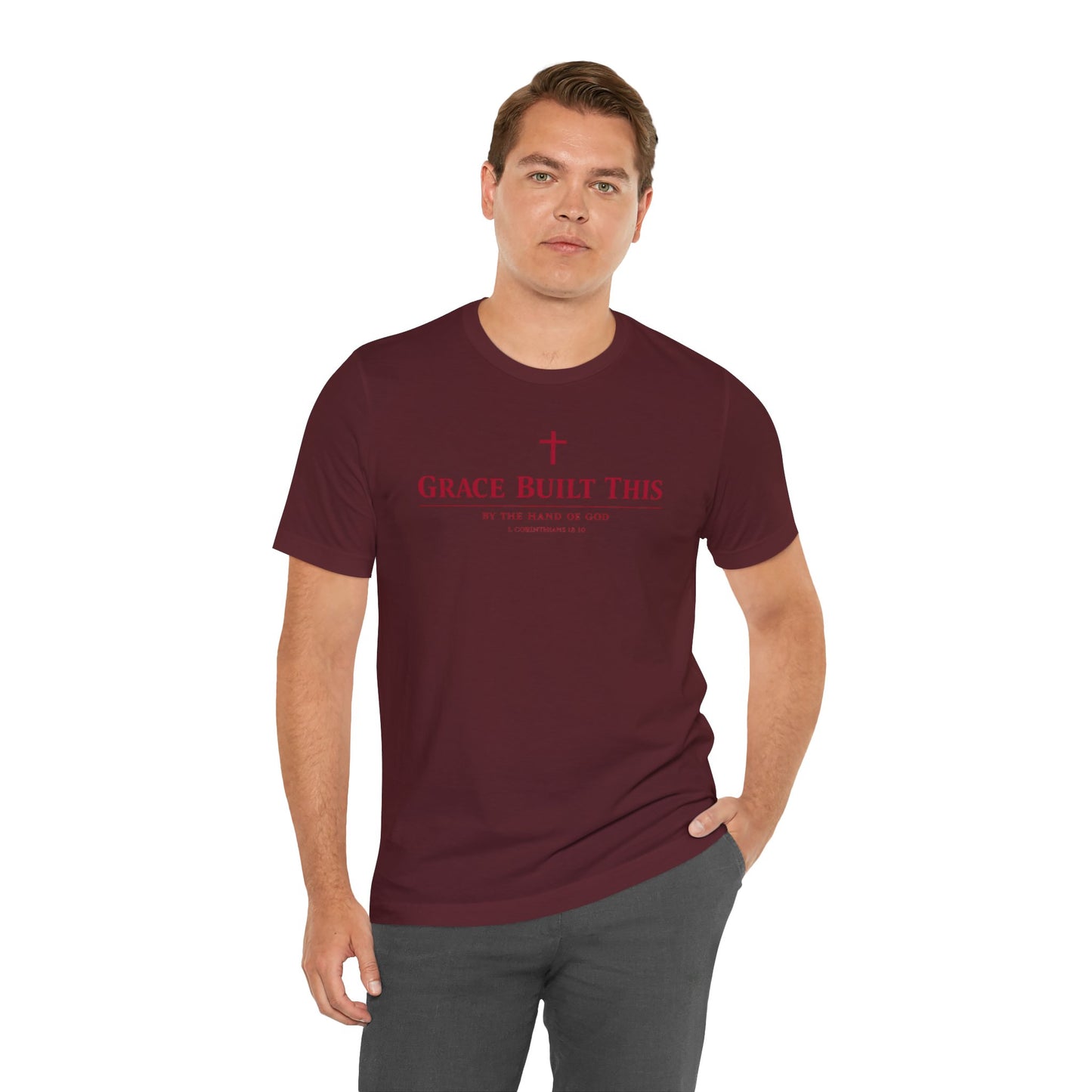 Grace Built This T-Shirt — Christian Faith Tee with Cross