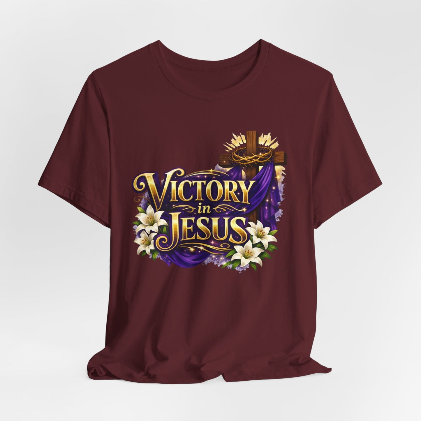 Victory In Jesus Christian T-Shirt — Cross Faith Tee