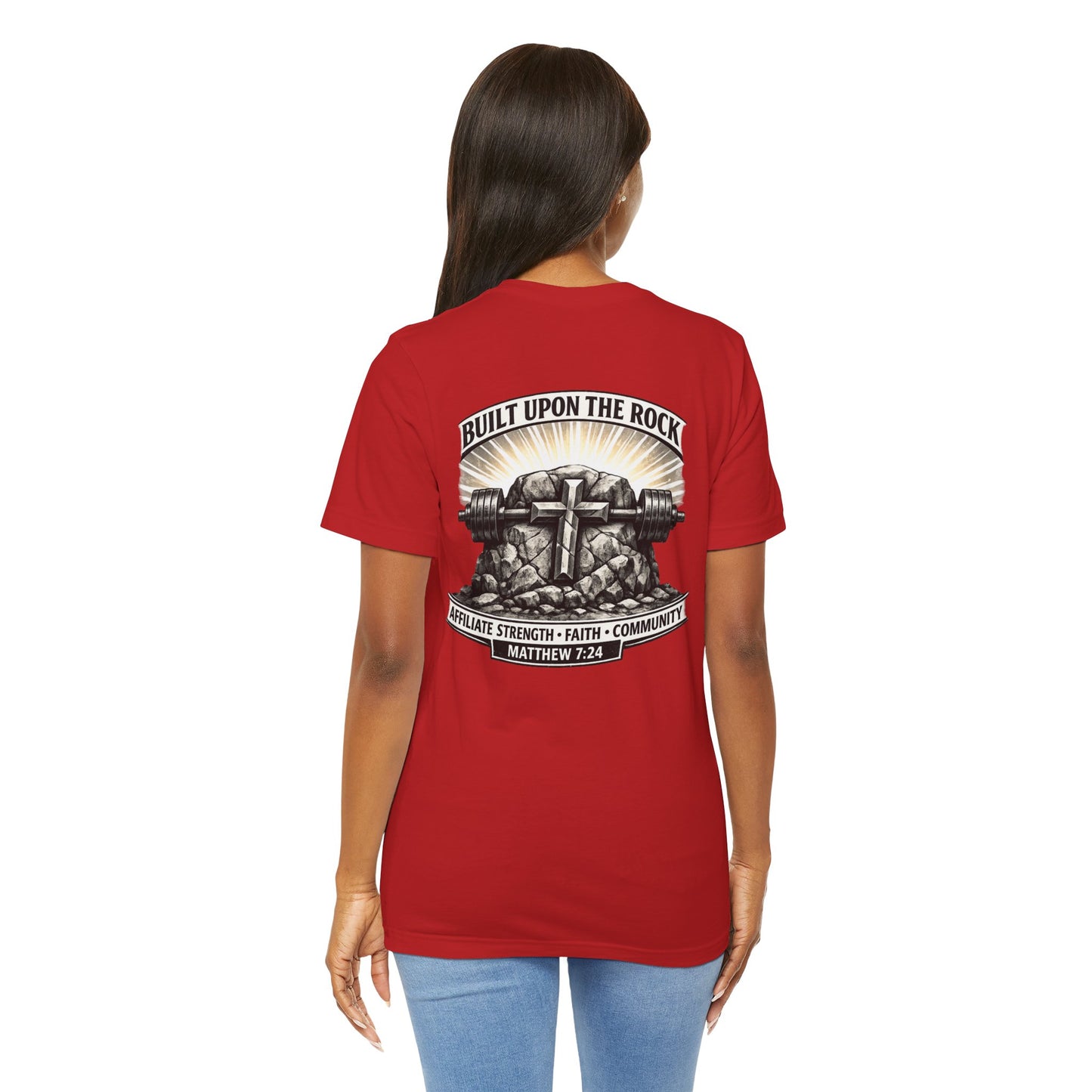 Built Upon the Rock T‑Shirt — Christian Faith Matthew 7:24 Graphic Tee
