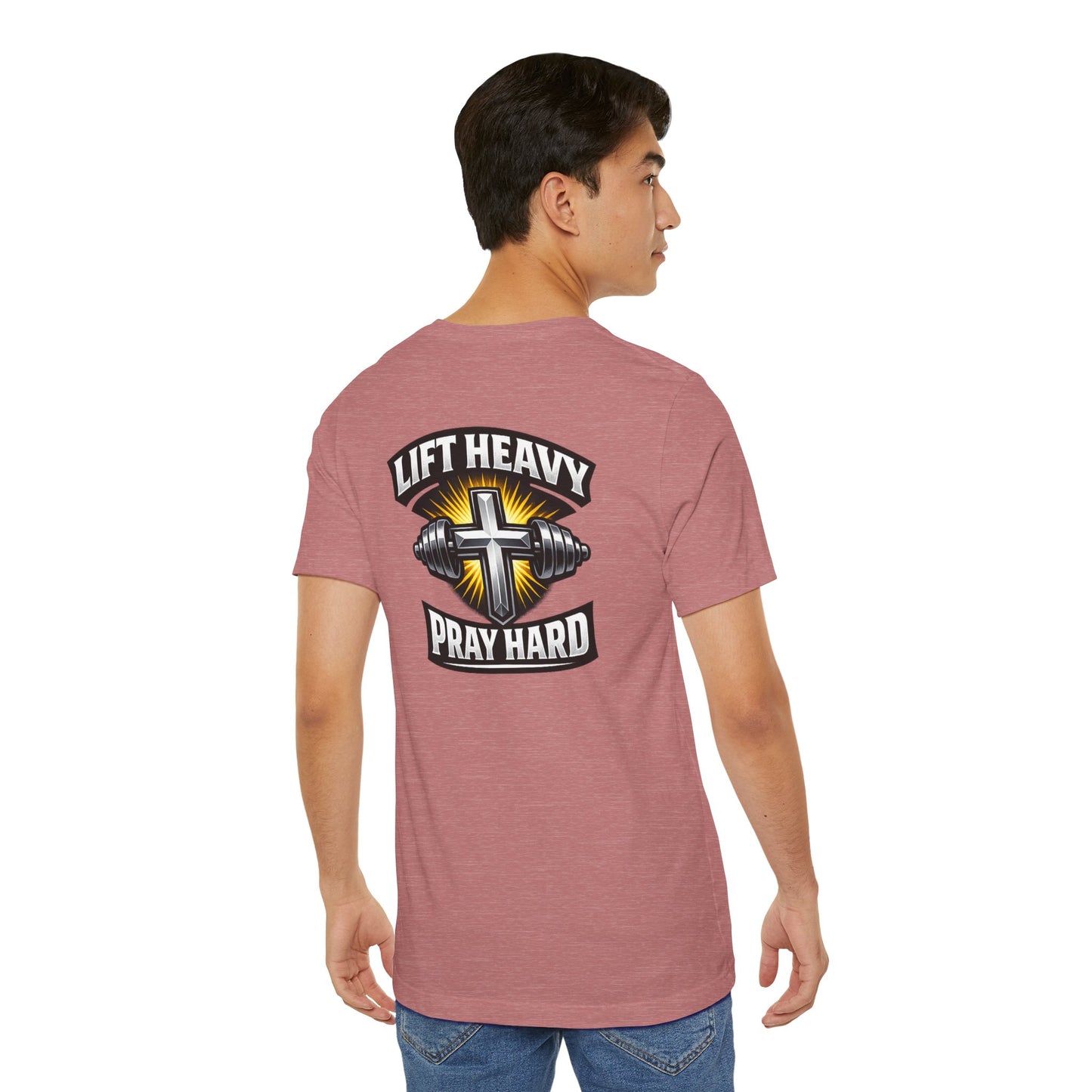 Lift Heavy Pray Hard T‑Shirt — Christian Fitness Gym Tee