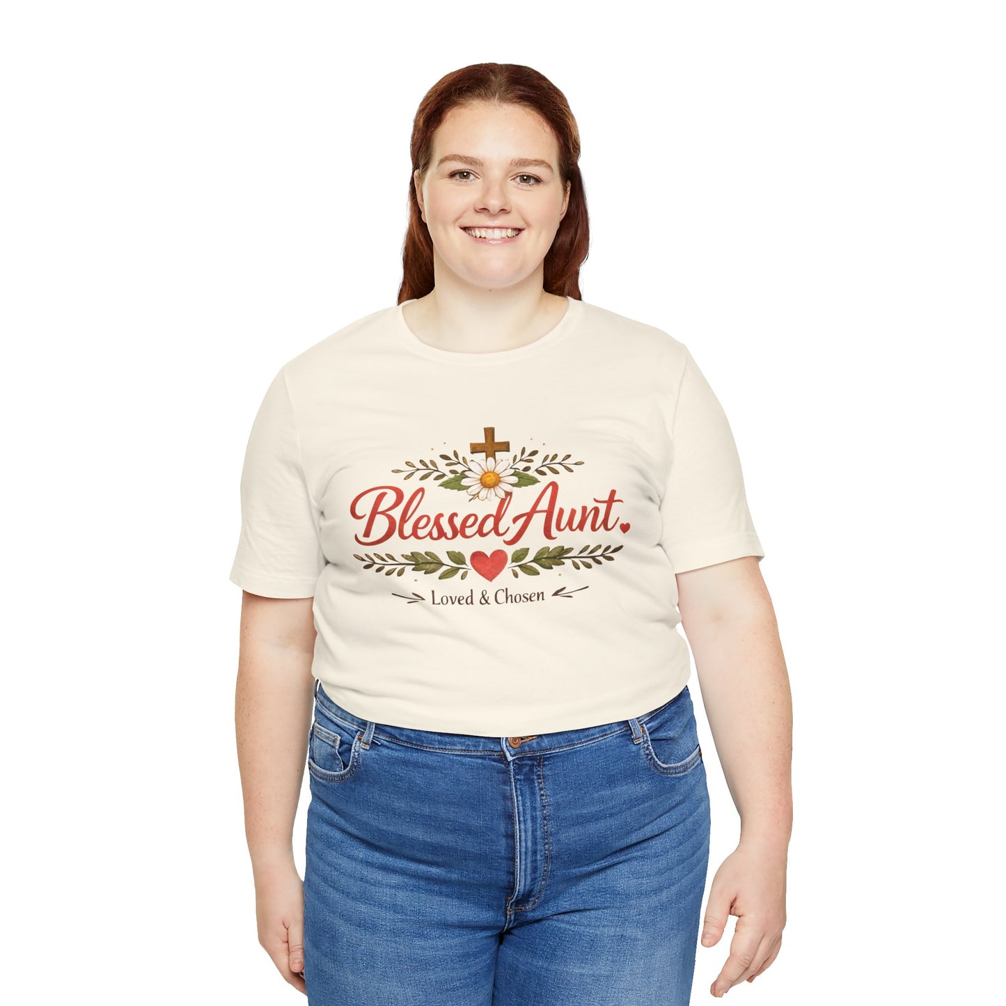 Blessed Aunt T-Shirt - "Blessed Aunt Loved & Chosen" Christian Floral Tee