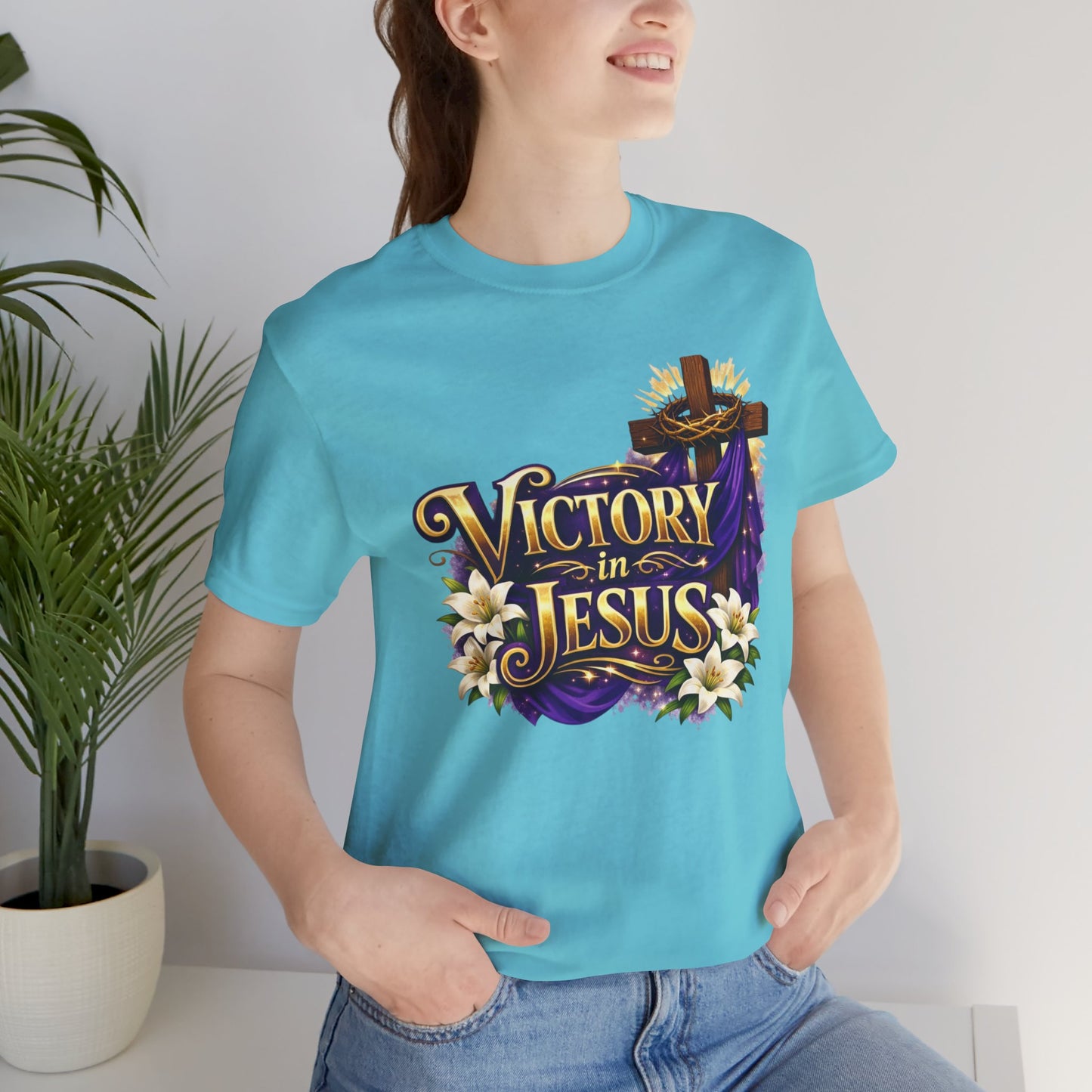 Victory In Jesus Christian T-Shirt — Cross Faith Tee