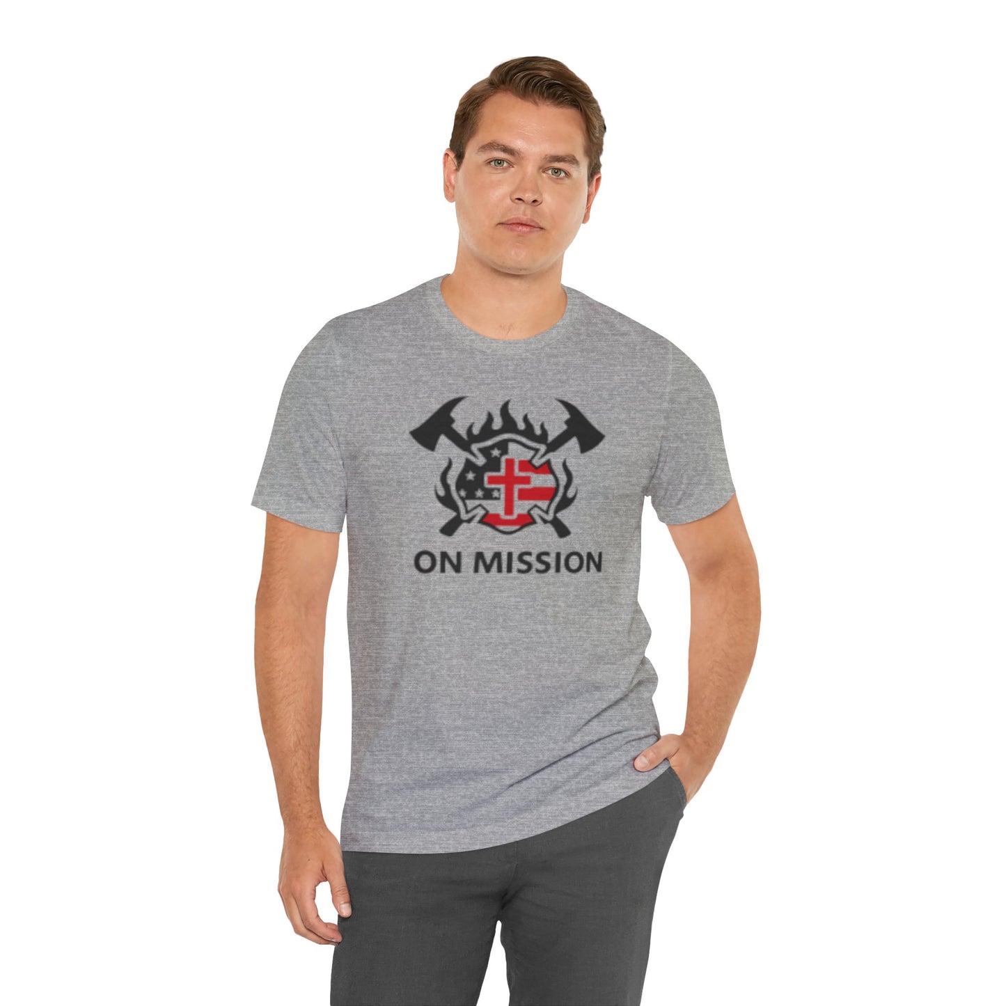 On Mission Christian Cross & American Flag T‑Shirt
