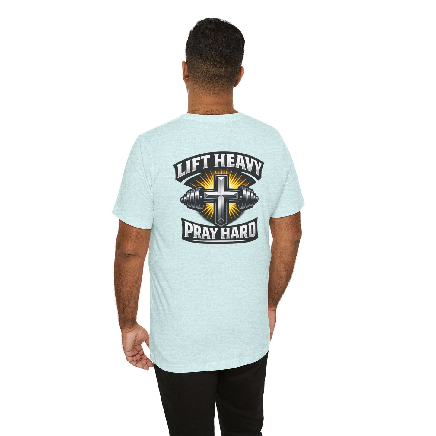 Lift Heavy Pray Hard T‑Shirt — Christian Fitness Gym Tee