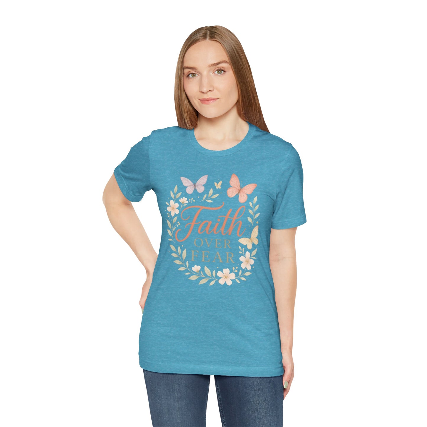 Faith Over Fear T-Shirt — Floral Butterfly Inspirational Tee