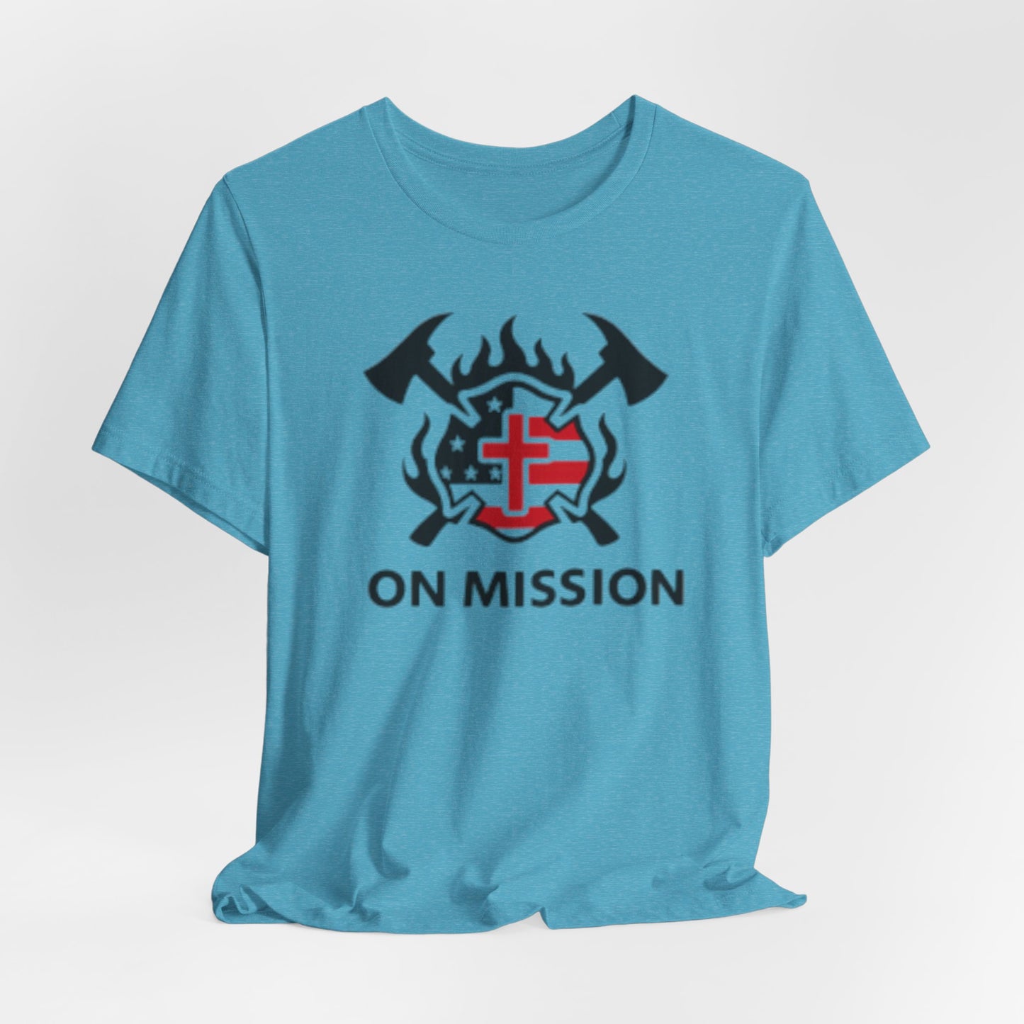 On Mission Christian Cross & American Flag T‑Shirt