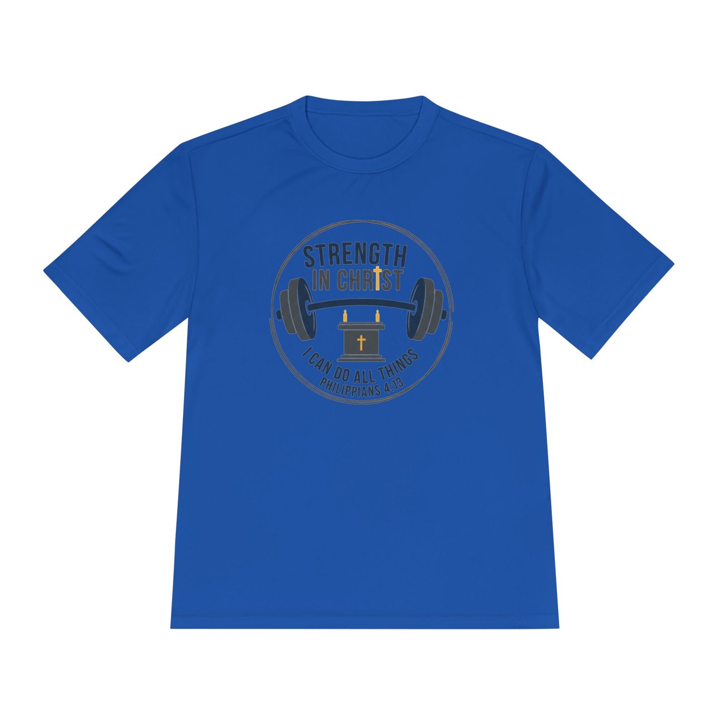 Philippians 4:13 'Strength in Christ' Moisture-Wicking Workout Tee