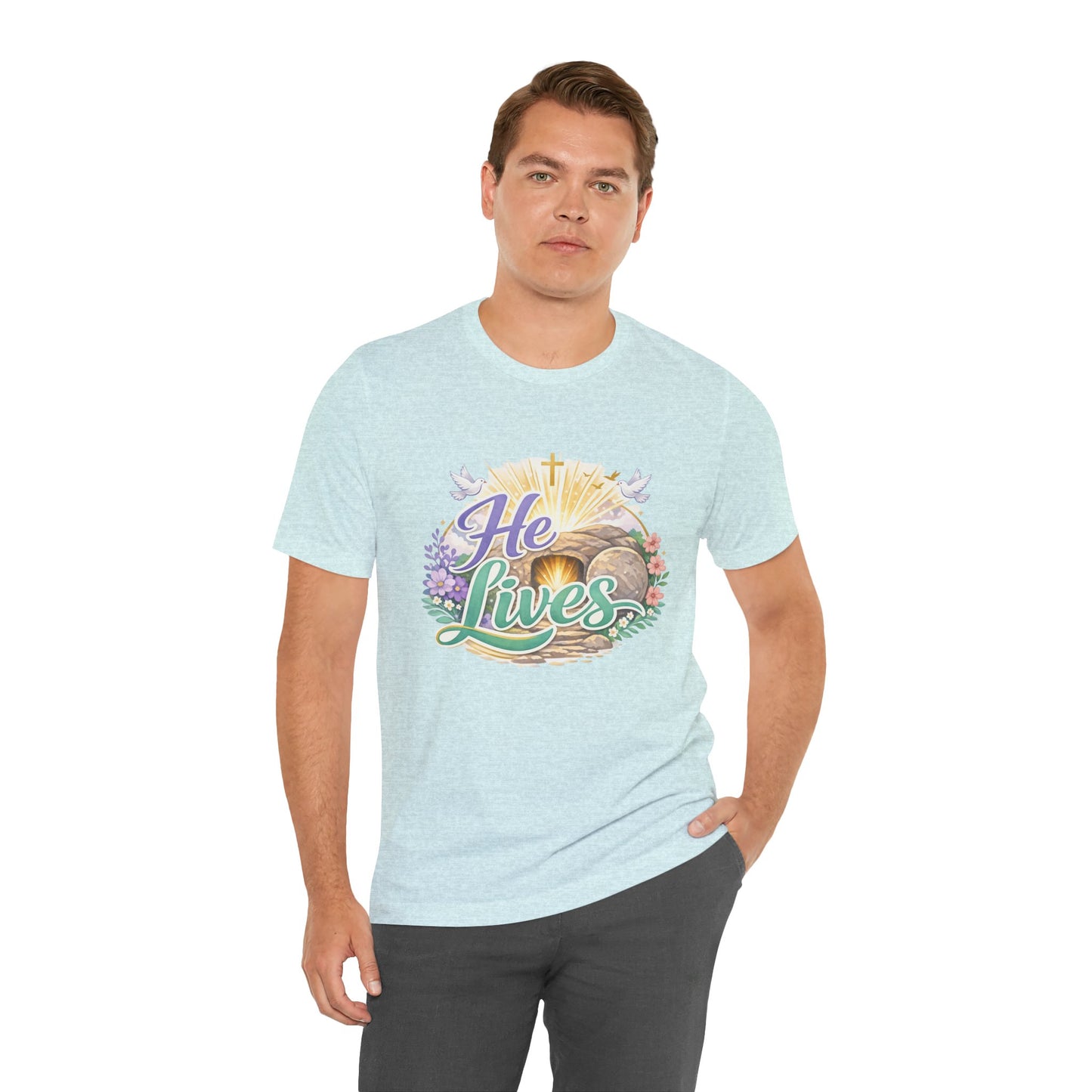 He Lives Jesus Tomb Tee — Christian Easter T‑Shirt