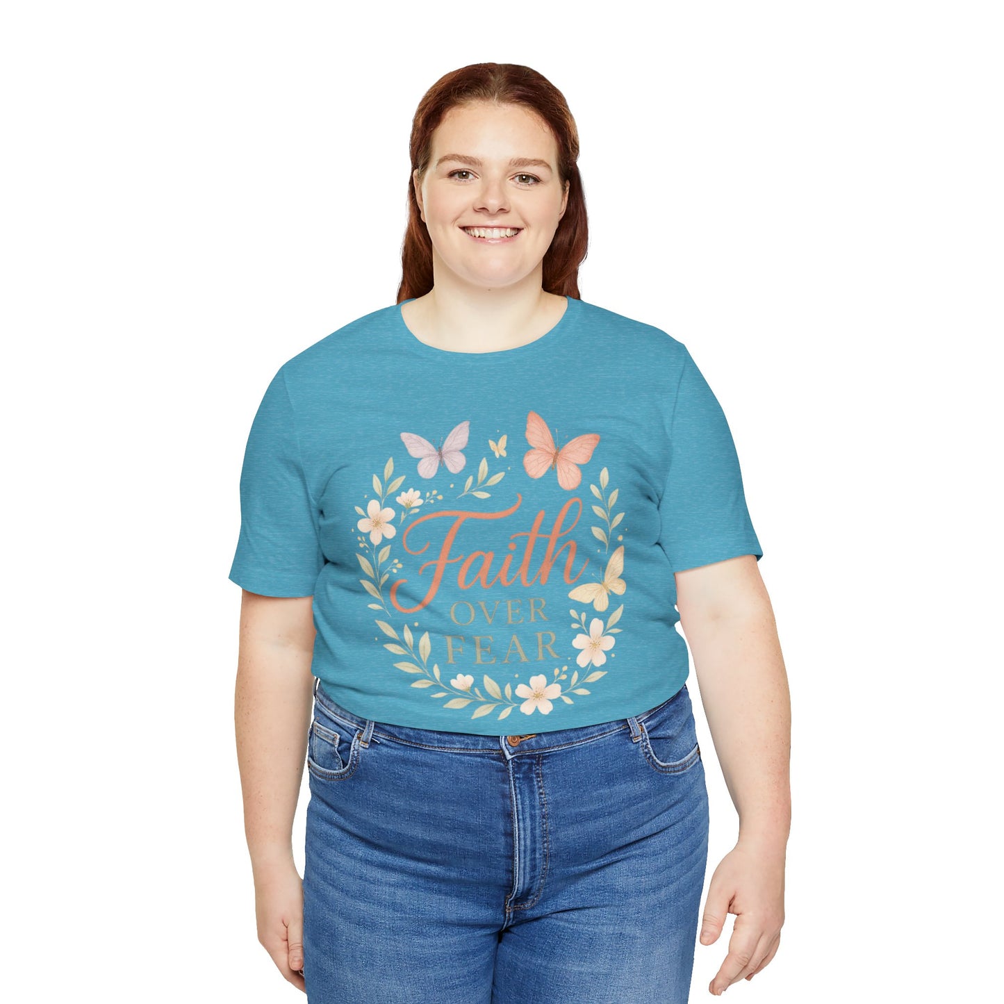 Faith Over Fear T-Shirt — Floral Butterfly Inspirational Tee
