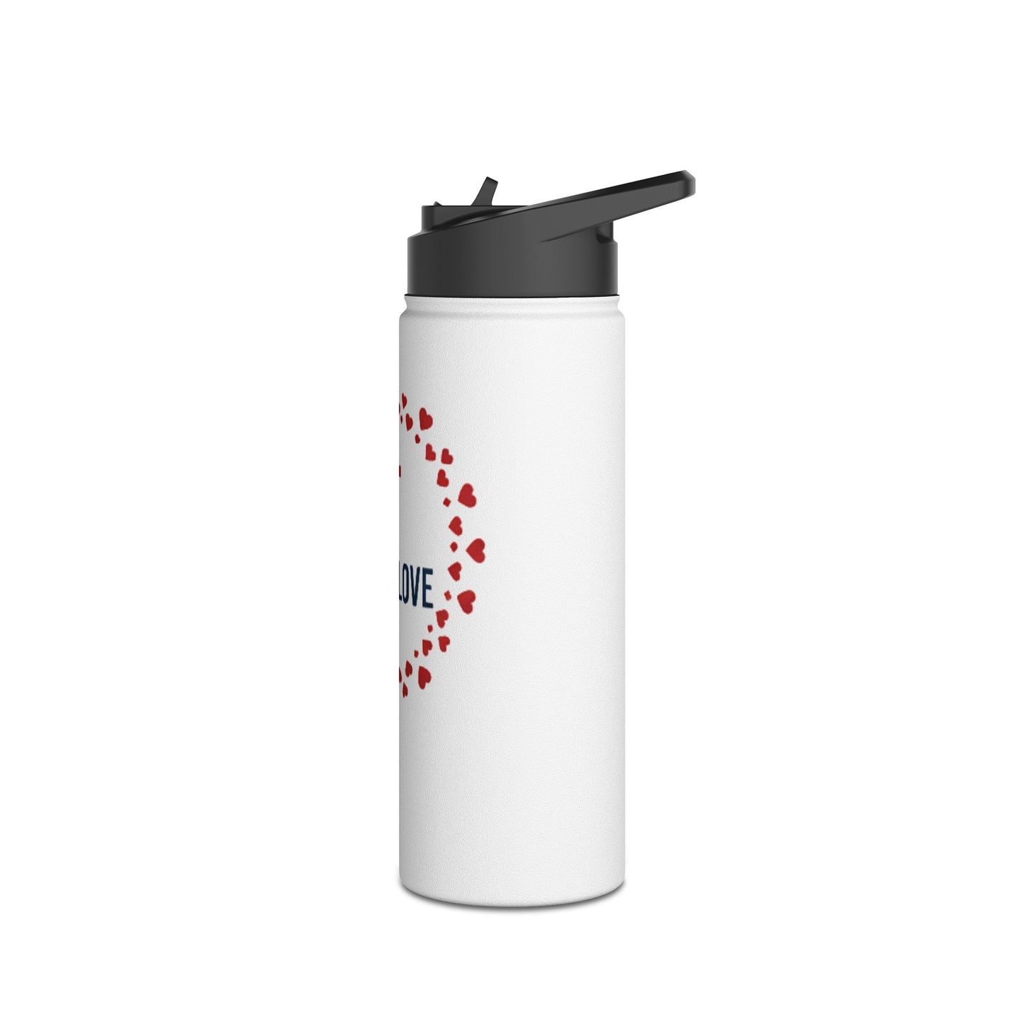 God Is Love Stainless Steel Water Bottle — Christian Cross Heart Design