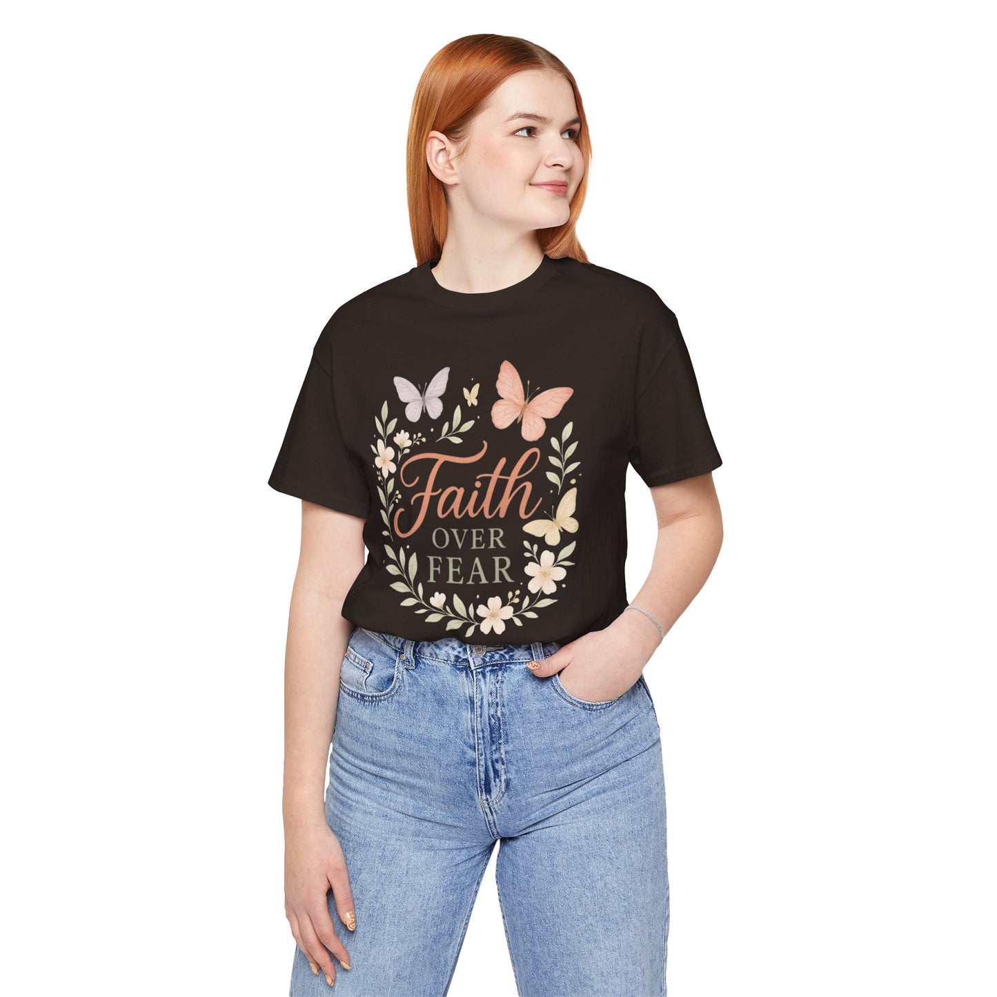 Faith Over Fear T-Shirt — Floral Butterfly Inspirational Tee