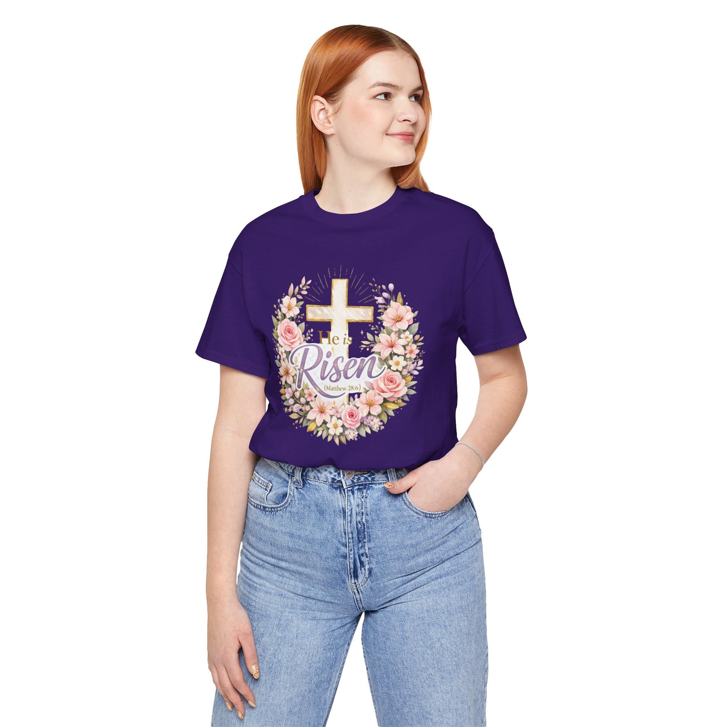 He Is Risen Floral Cross T-Shirt