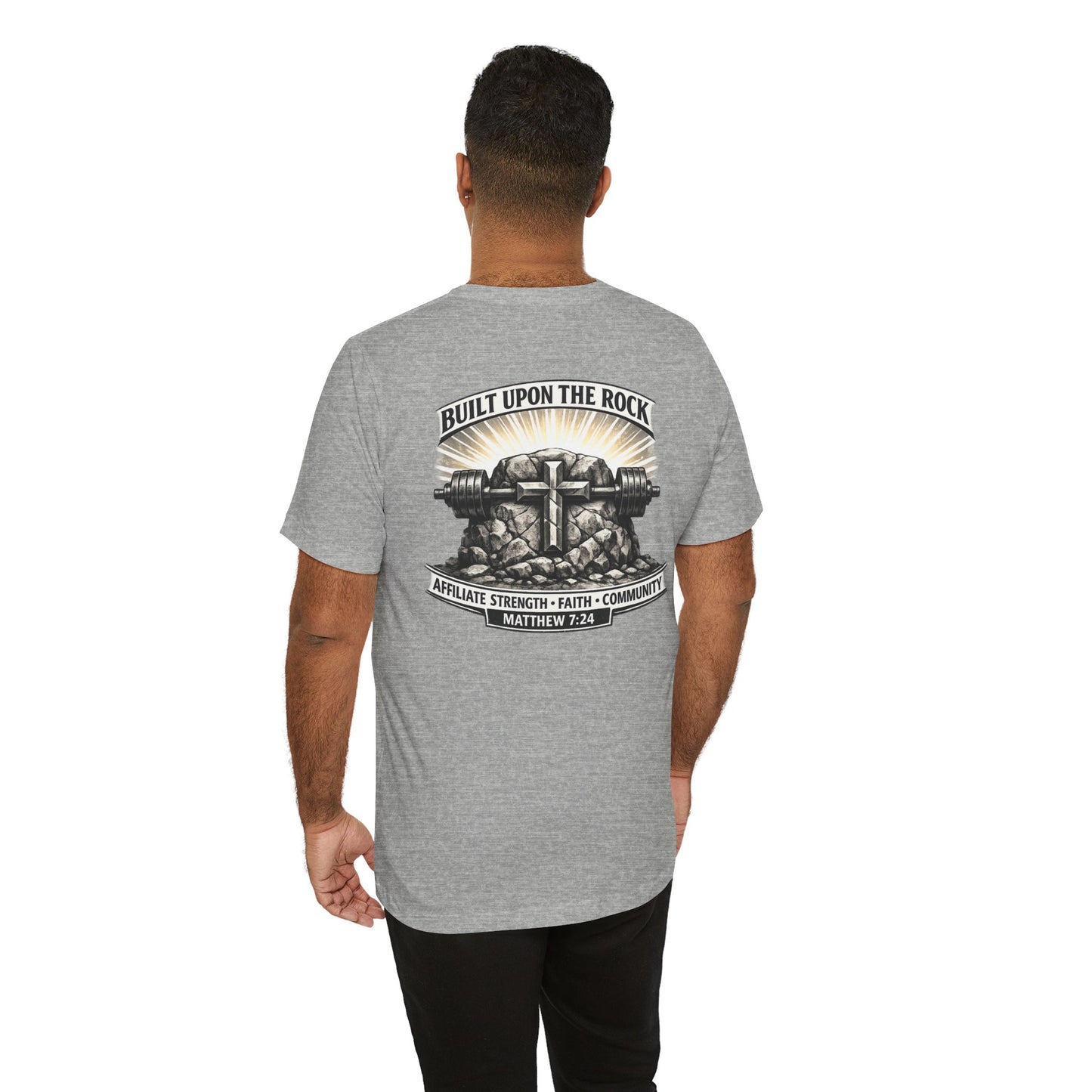 Built Upon the Rock T‑Shirt — Christian Faith Matthew 7:24 Graphic Tee