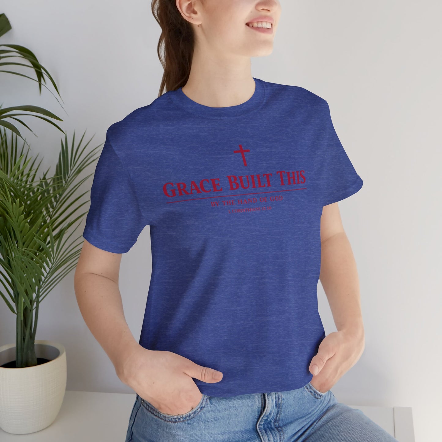 Grace Built This T-Shirt — Christian Faith Tee with Cross
