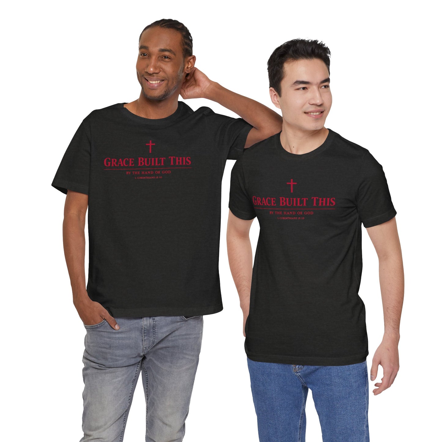 Grace Built This T-Shirt — Christian Faith Tee with Cross