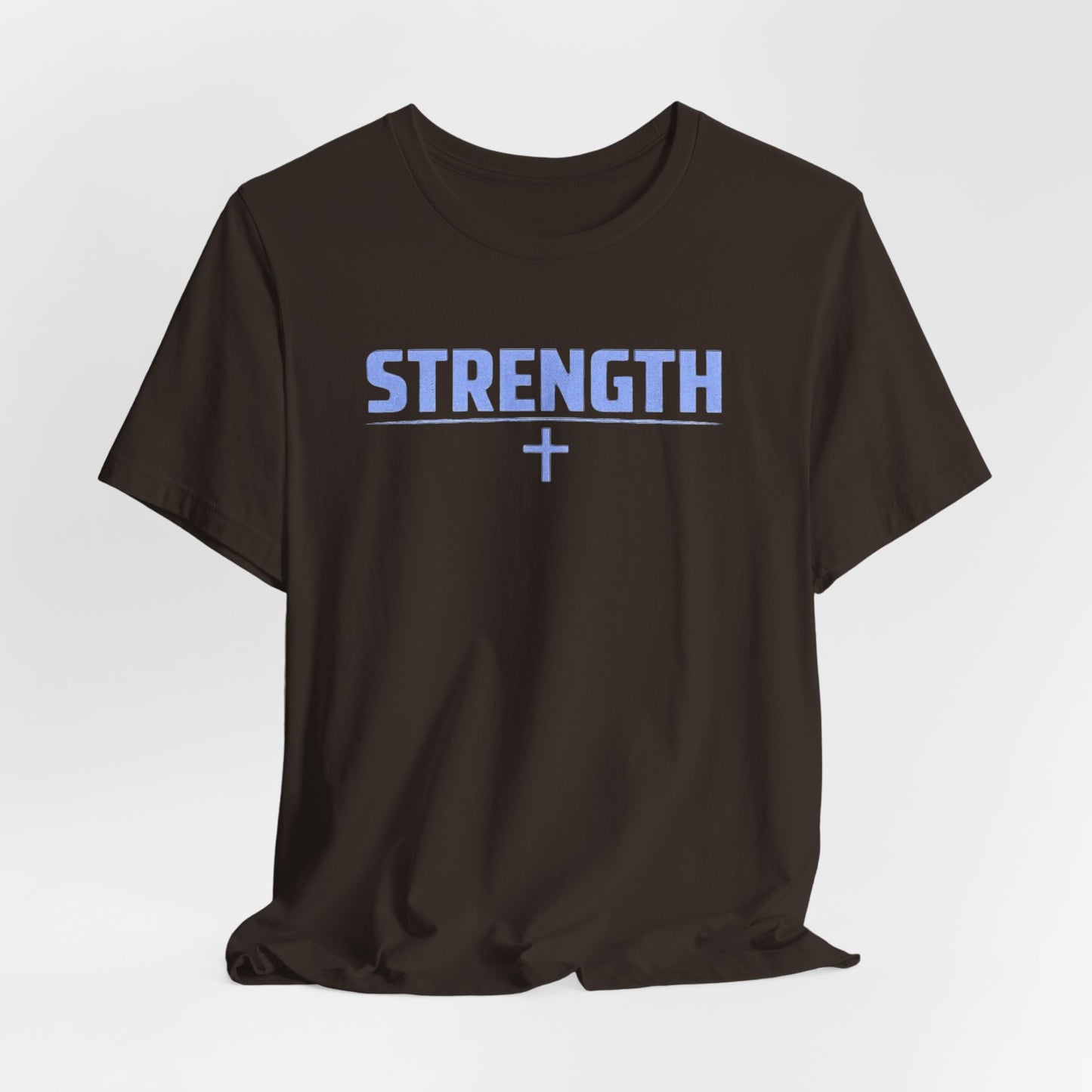 Strength with Cross Tee — Minimal Motivational Fitness Shirt
