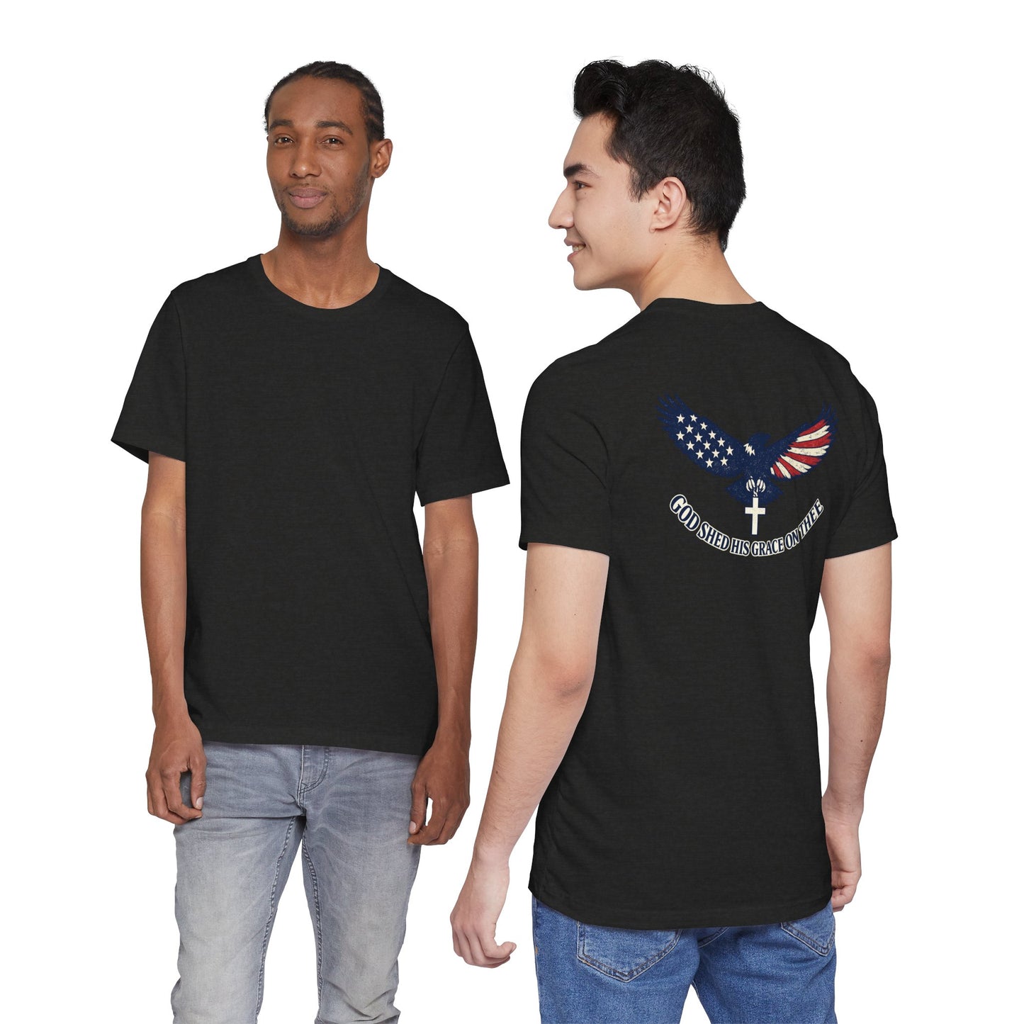 Patriotic Eagle T‑Shirt — "God Shed His Grace on Thee" Back Graphic Tee