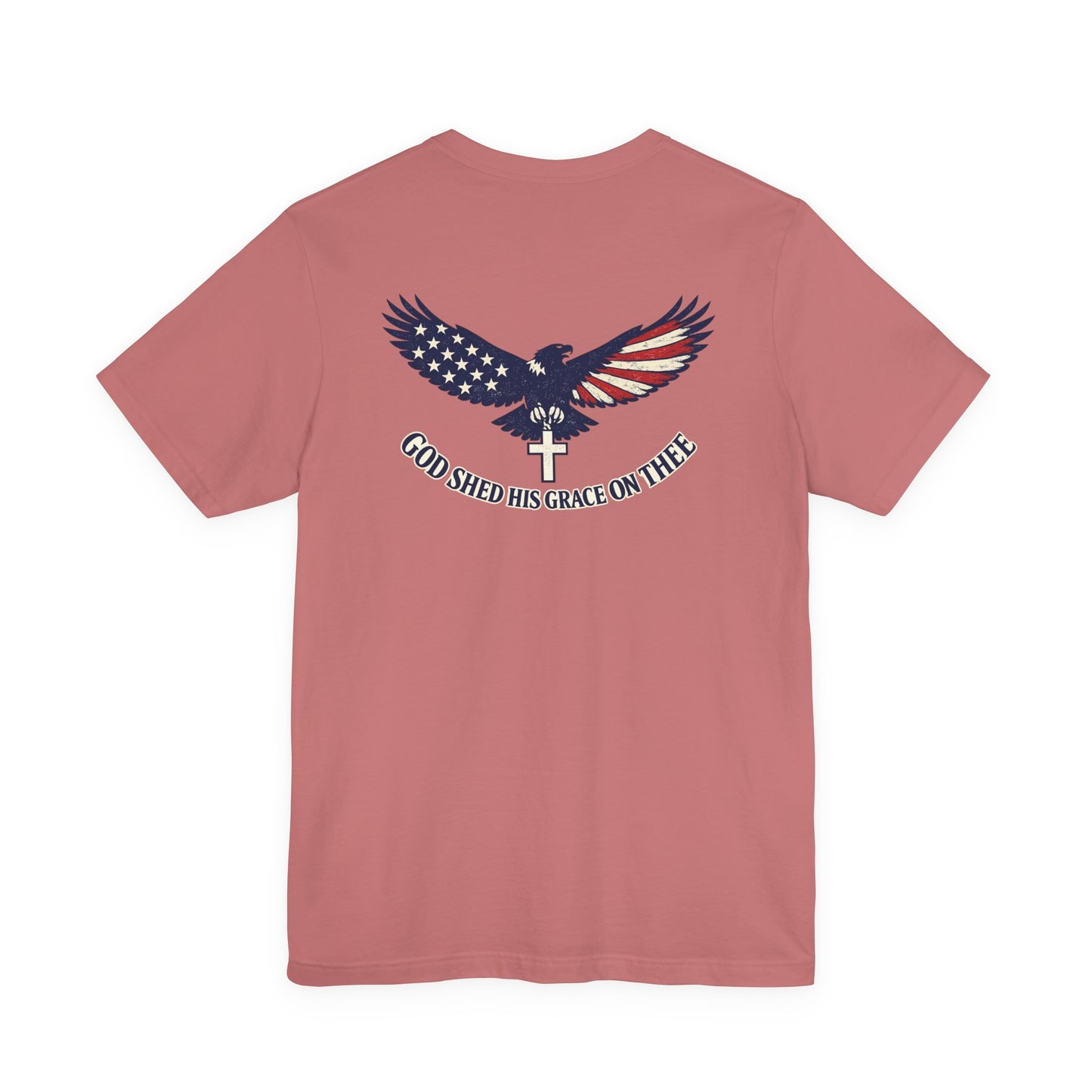 Patriotic Eagle T‑Shirt — "God Shed His Grace on Thee" Back Graphic Tee