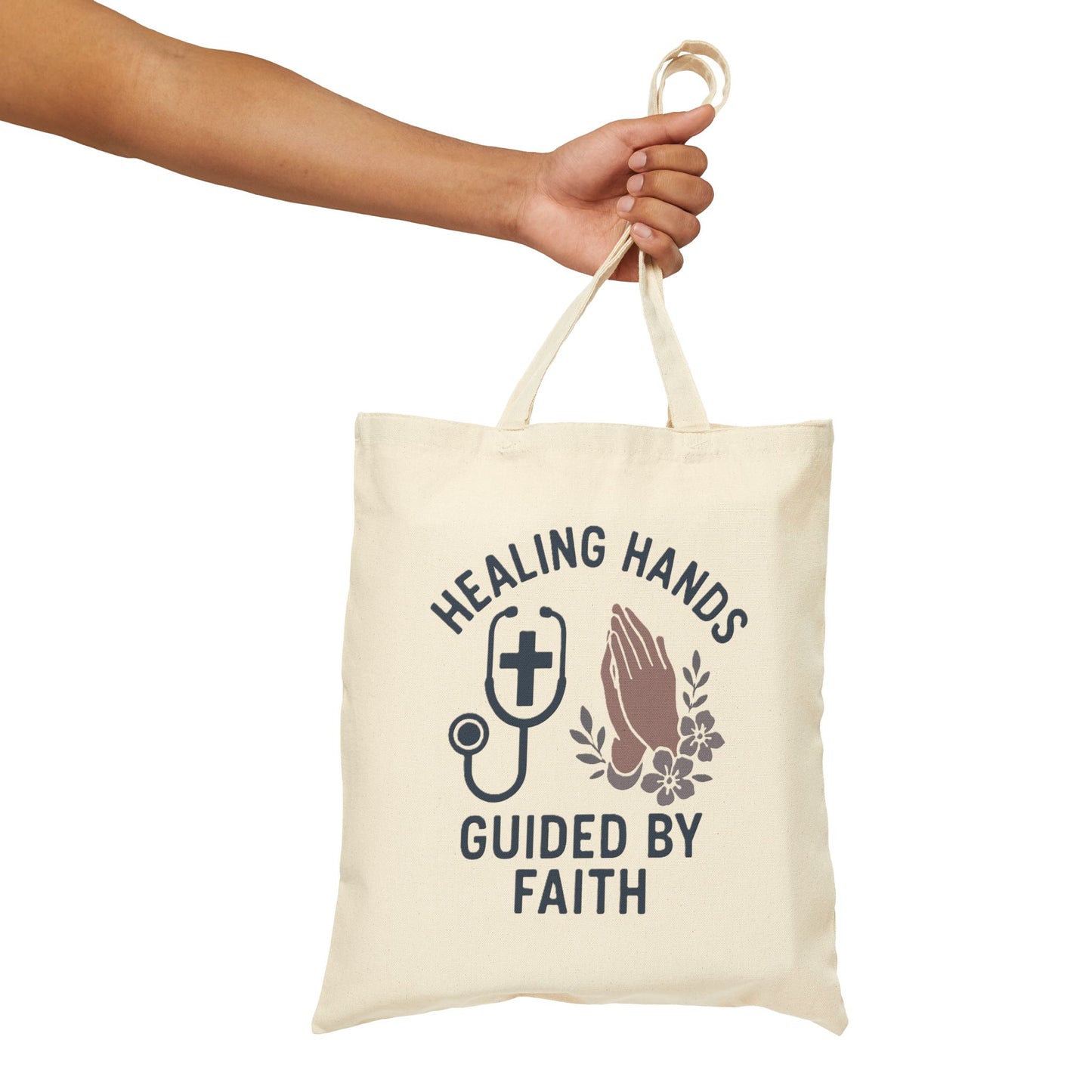 Healing Hands Guided by Faith Cotton Canvas Tote Bag