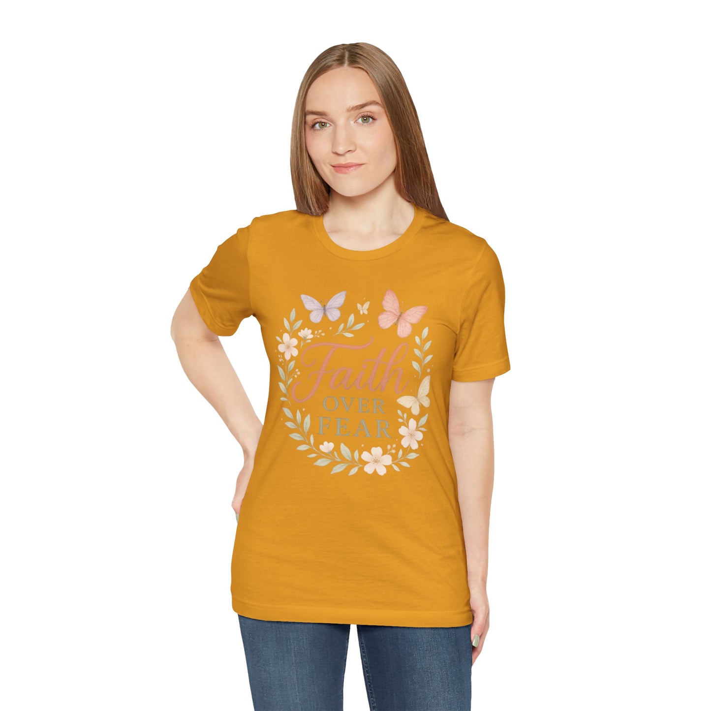 Faith Over Fear T-Shirt — Floral Butterfly Inspirational Tee