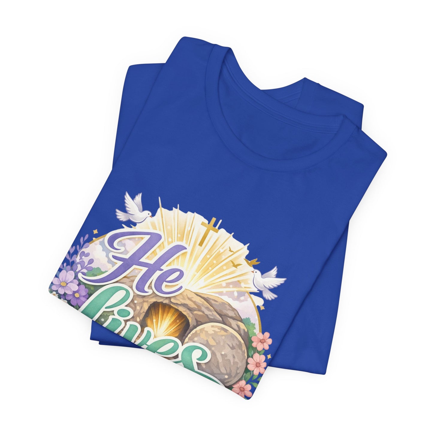 He Lives Jesus Tomb Tee — Christian Easter T‑Shirt
