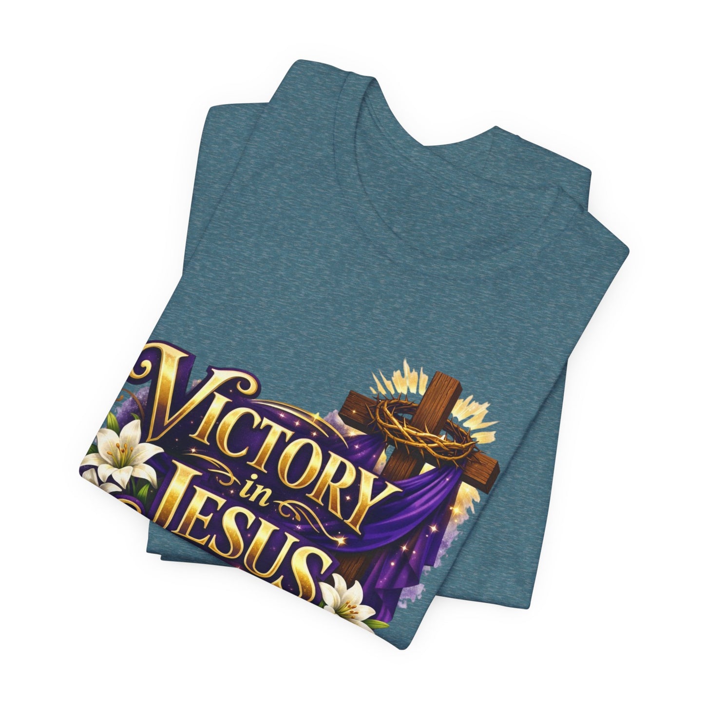 Victory In Jesus Christian T-Shirt — Cross Faith Tee