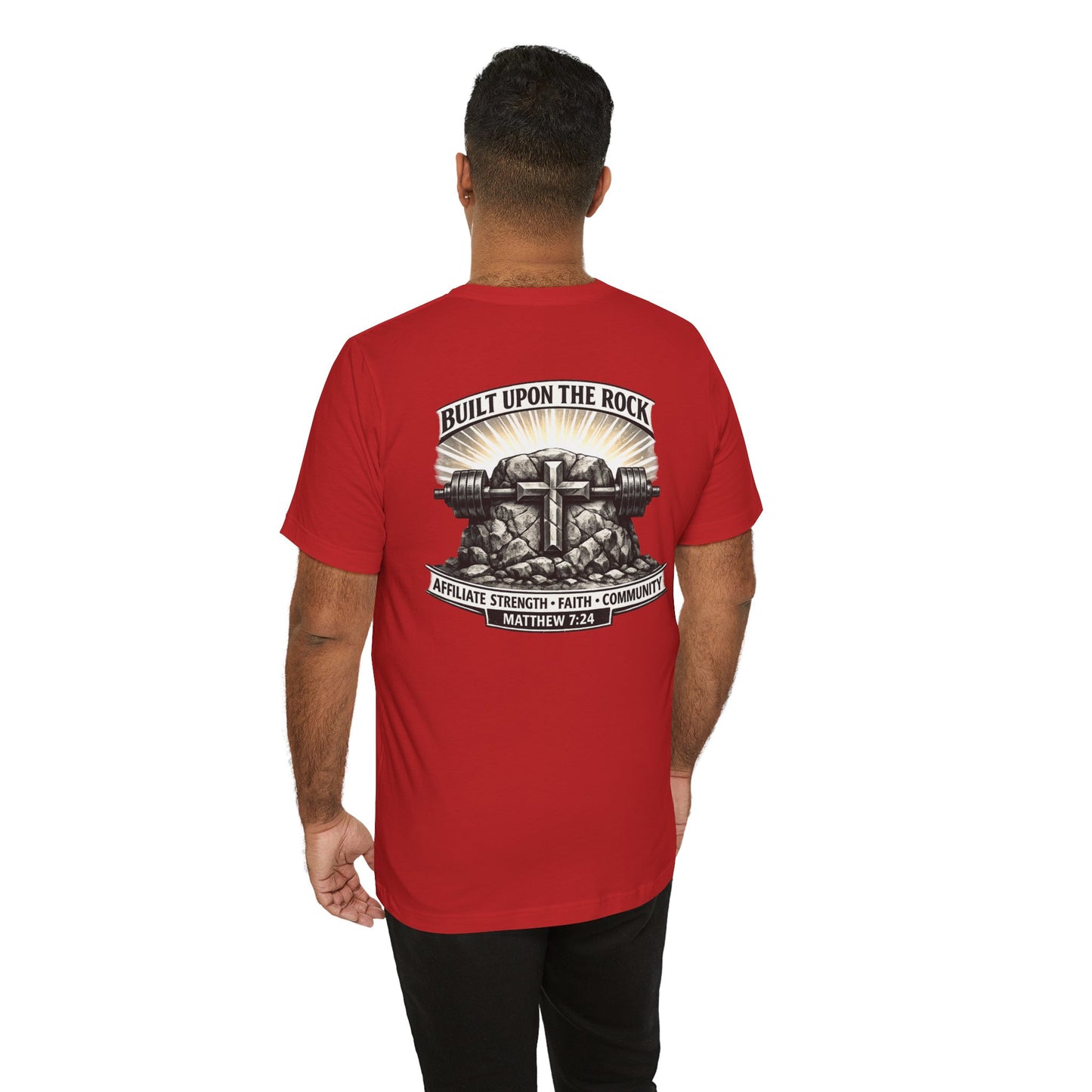 Built Upon the Rock T‑Shirt — Christian Faith Matthew 7:24 Graphic Tee