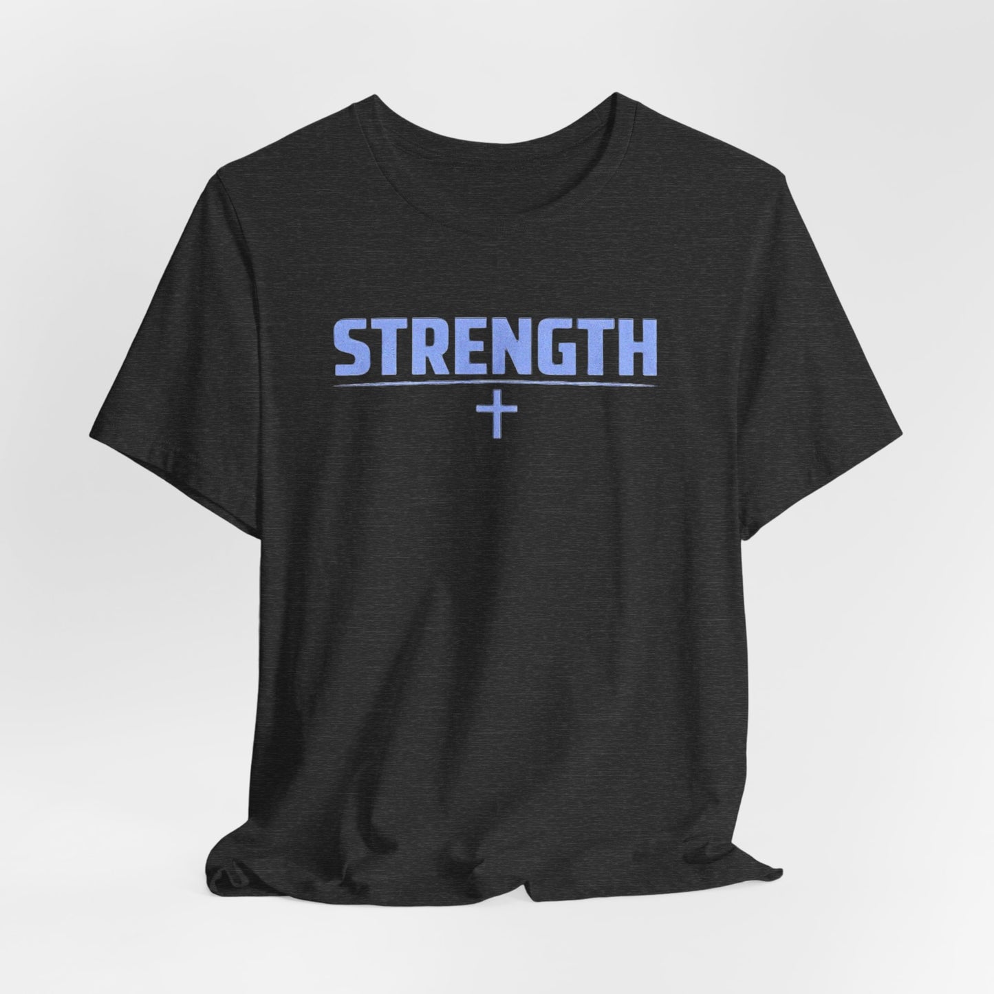 Strength with Cross Tee — Minimal Motivational Fitness Shirt