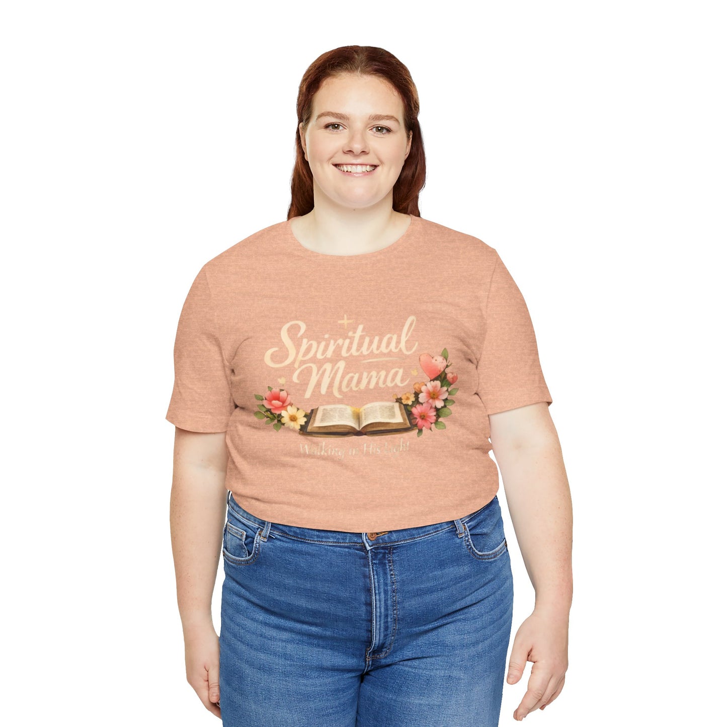 Spiritual Mama T-Shirt — "Walking in His Light" Floral Bible Tee