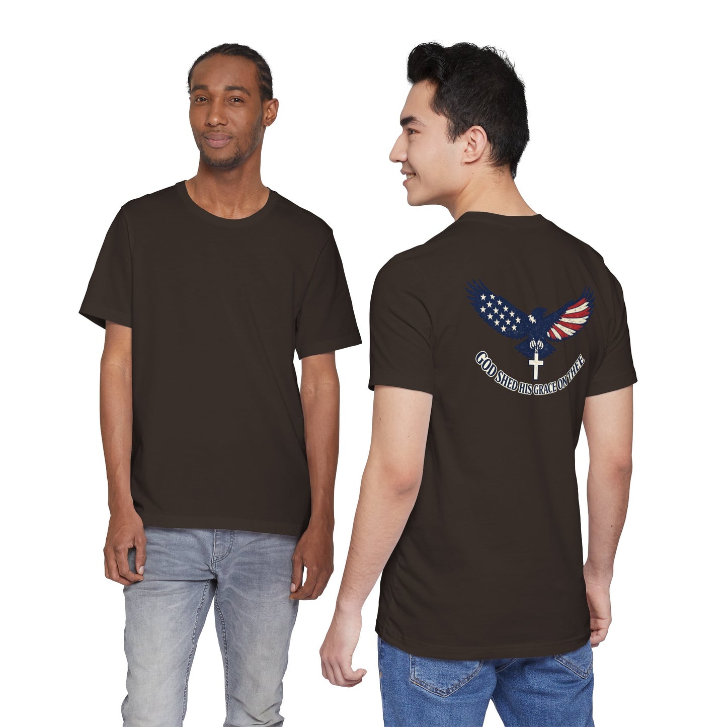 Patriotic Eagle T‑Shirt — "God Shed His Grace on Thee" Back Graphic Tee