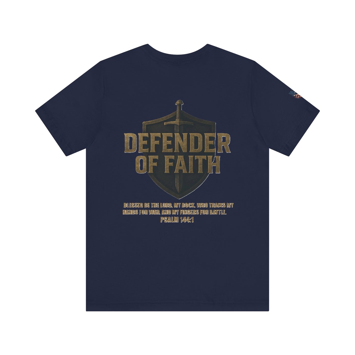 Psalm 144:1 'Defender of Faith' T-Shirt — Christian Scripture Tee