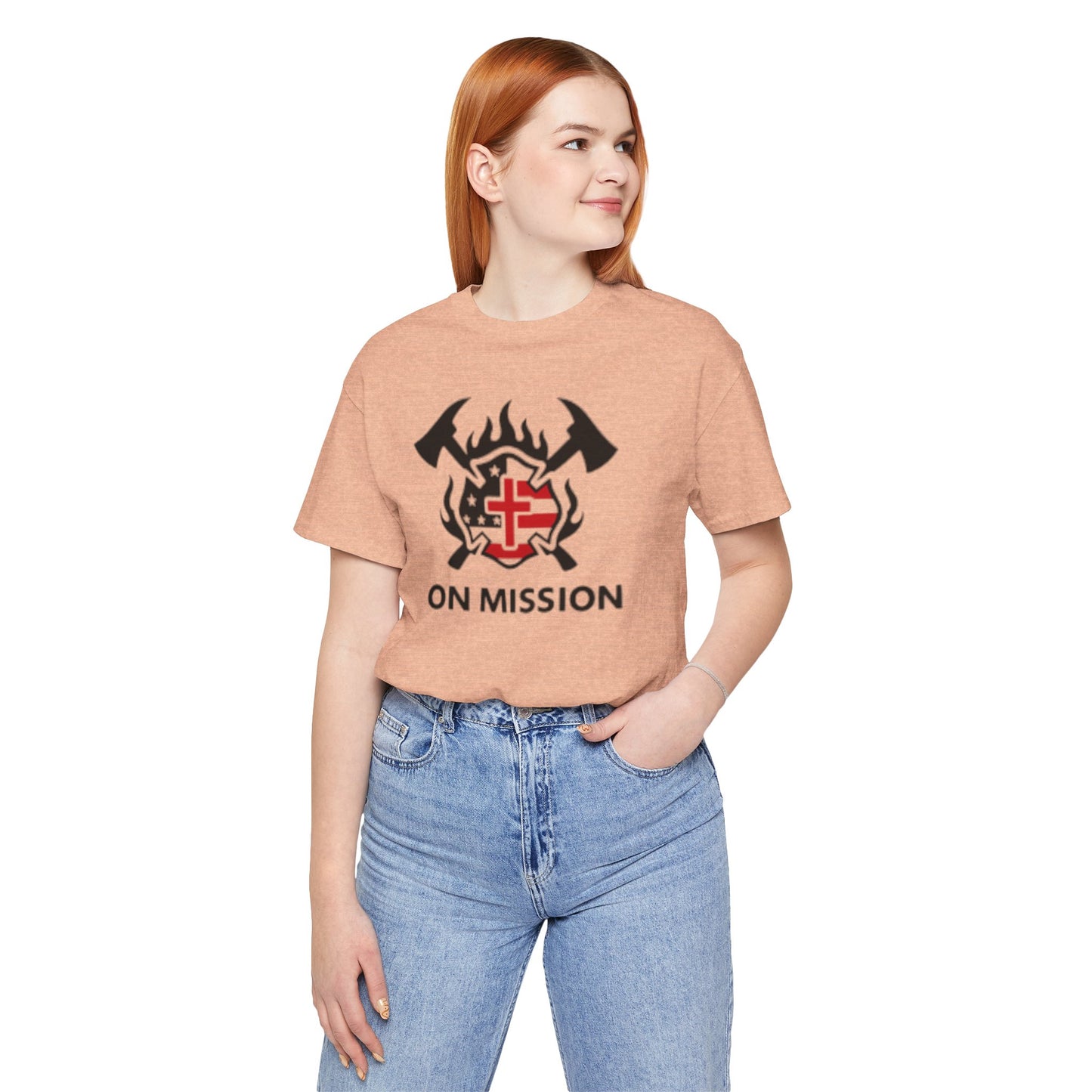 On Mission Christian Cross & American Flag T‑Shirt