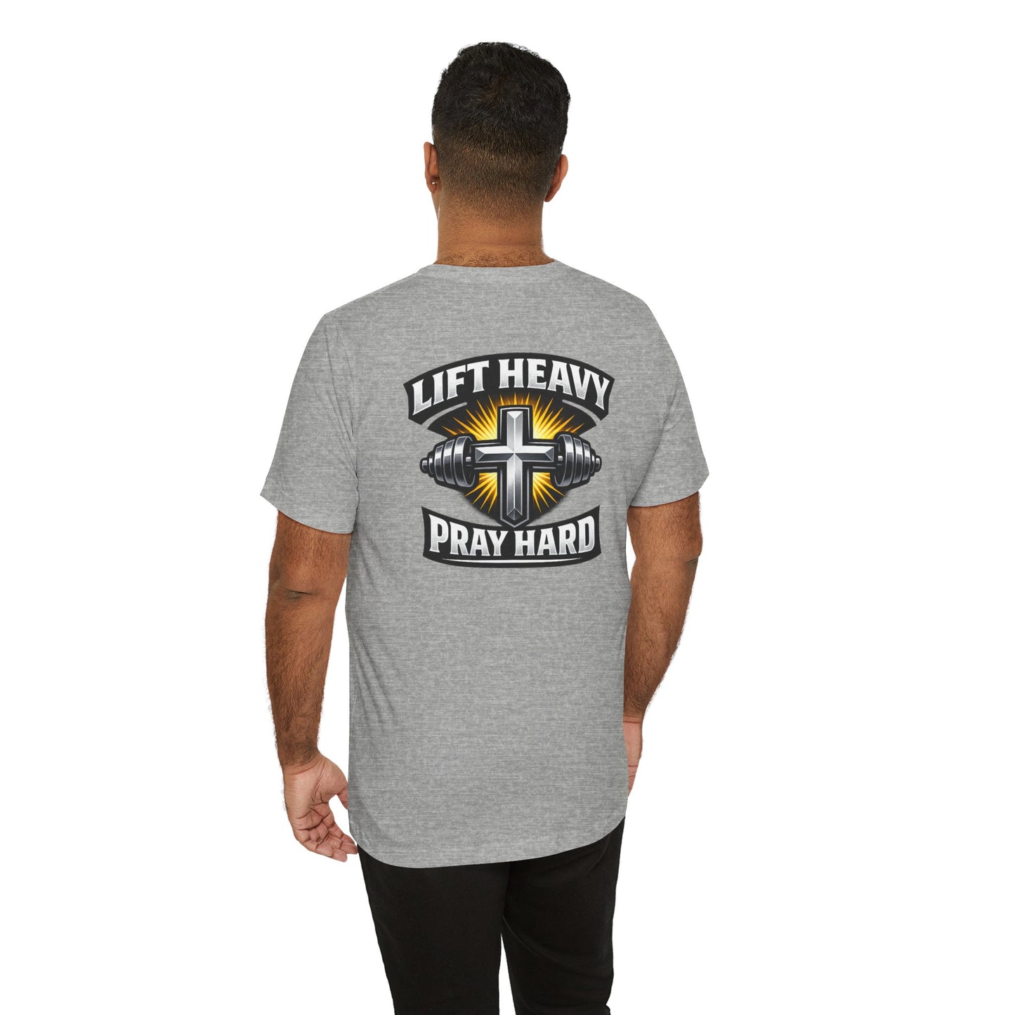 Lift Heavy Pray Hard T‑Shirt — Christian Fitness Gym Tee