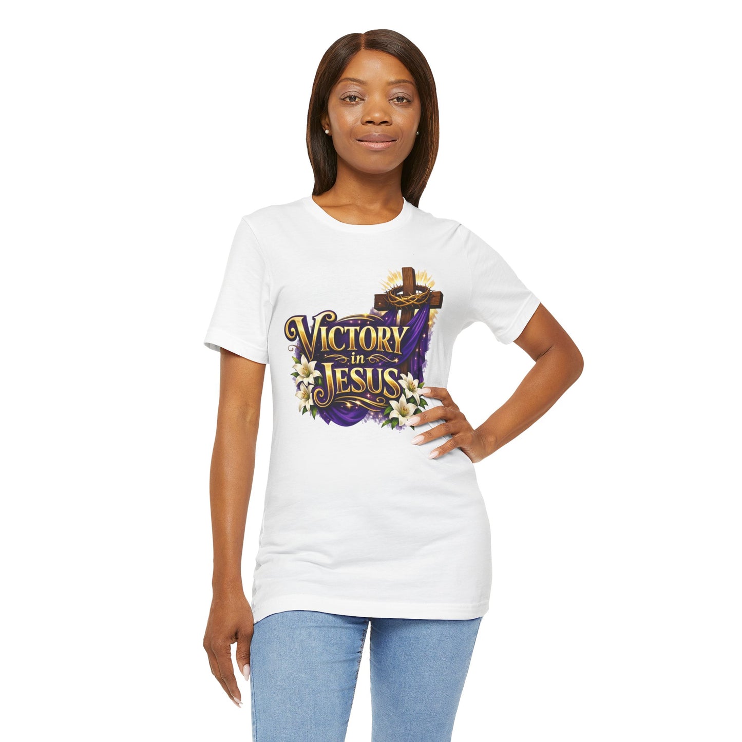 Victory In Jesus Christian T-Shirt — Cross Faith Tee