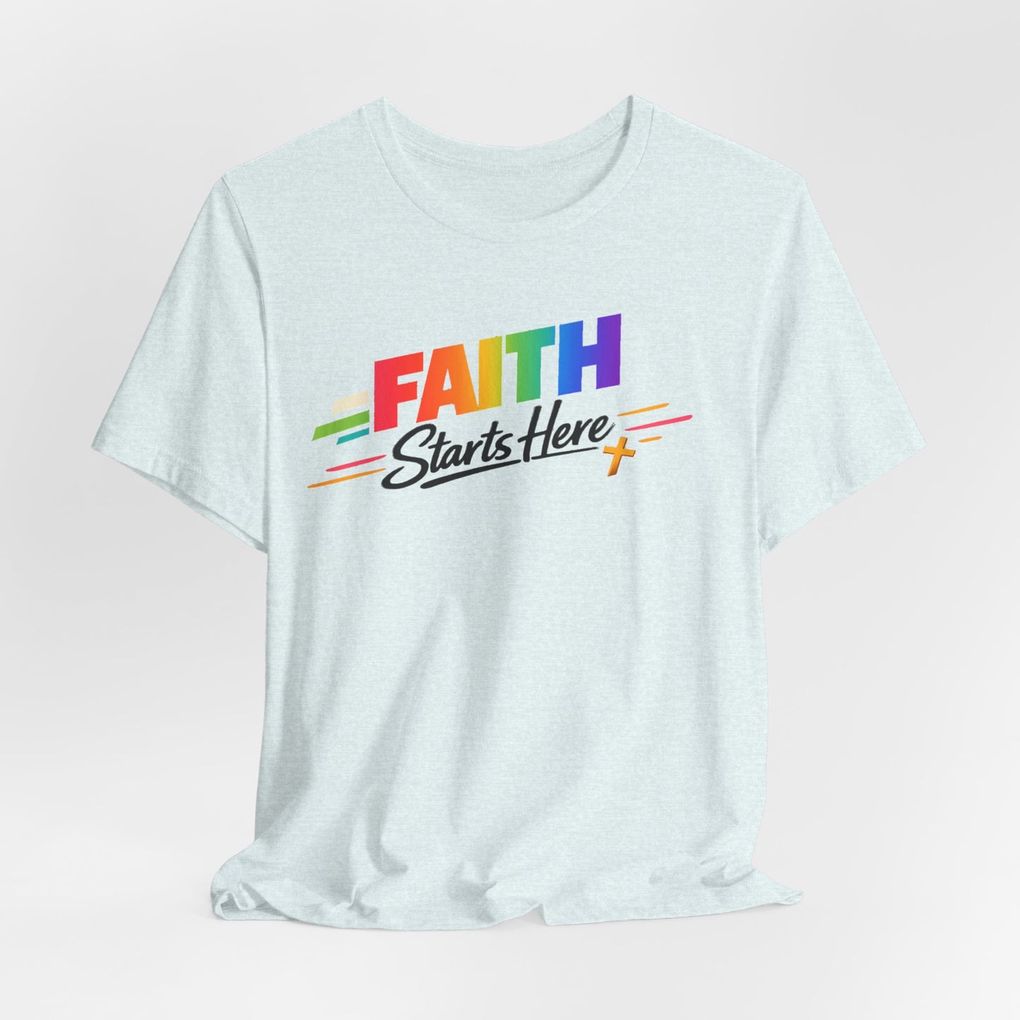 Faith Starts Here Rainbow Tee