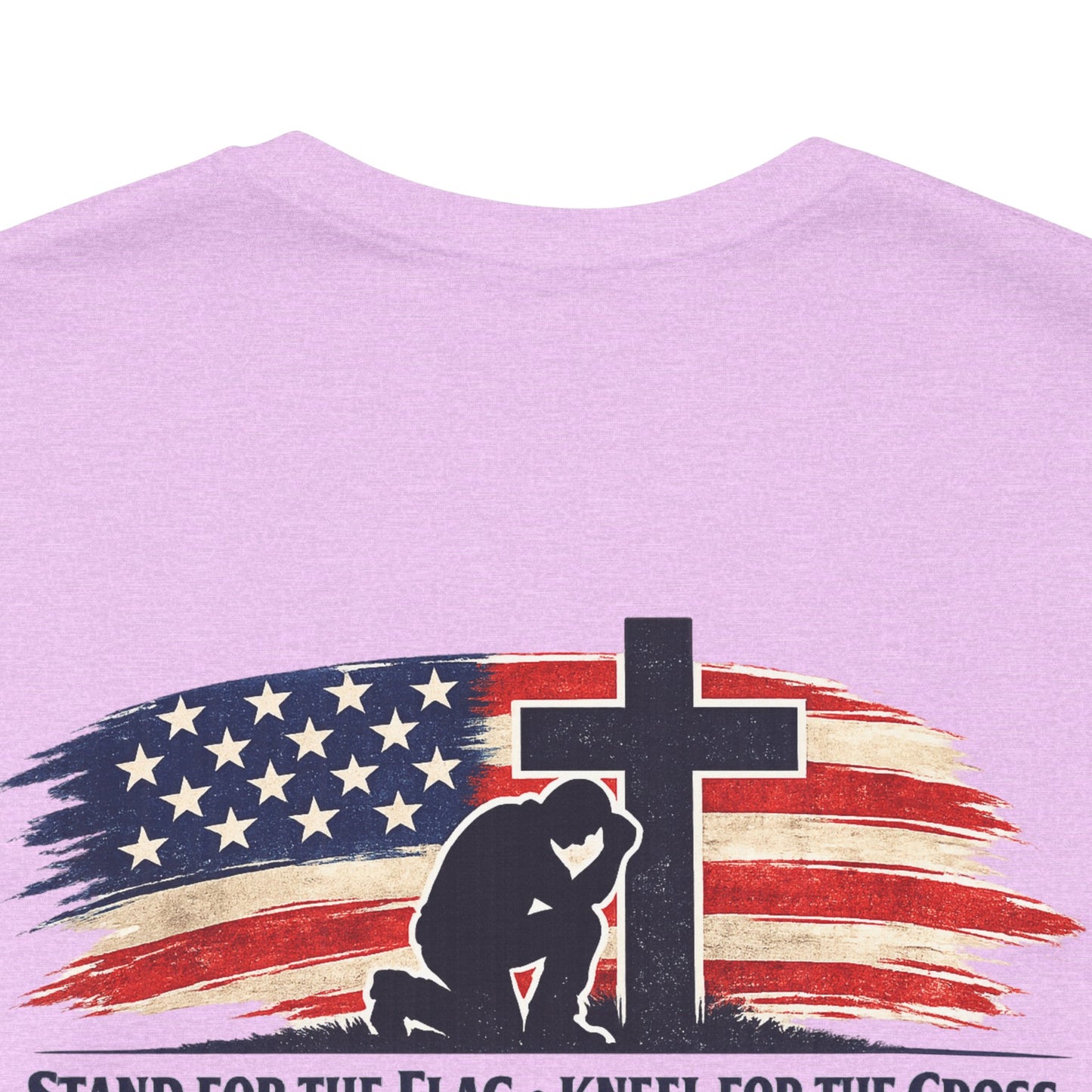 Patriotic Cross Tee – "Stand for the Flag, Kneel for the Cross" Short Sleeve T-Shirt