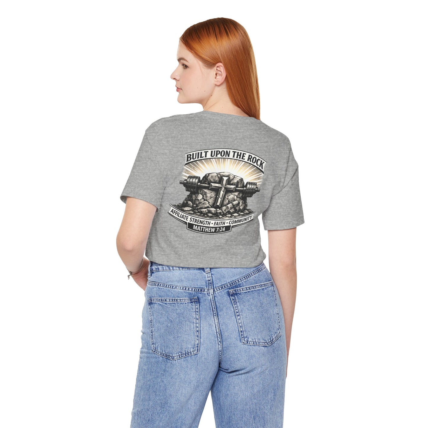 Built Upon the Rock T‑Shirt — Christian Faith Matthew 7:24 Graphic Tee