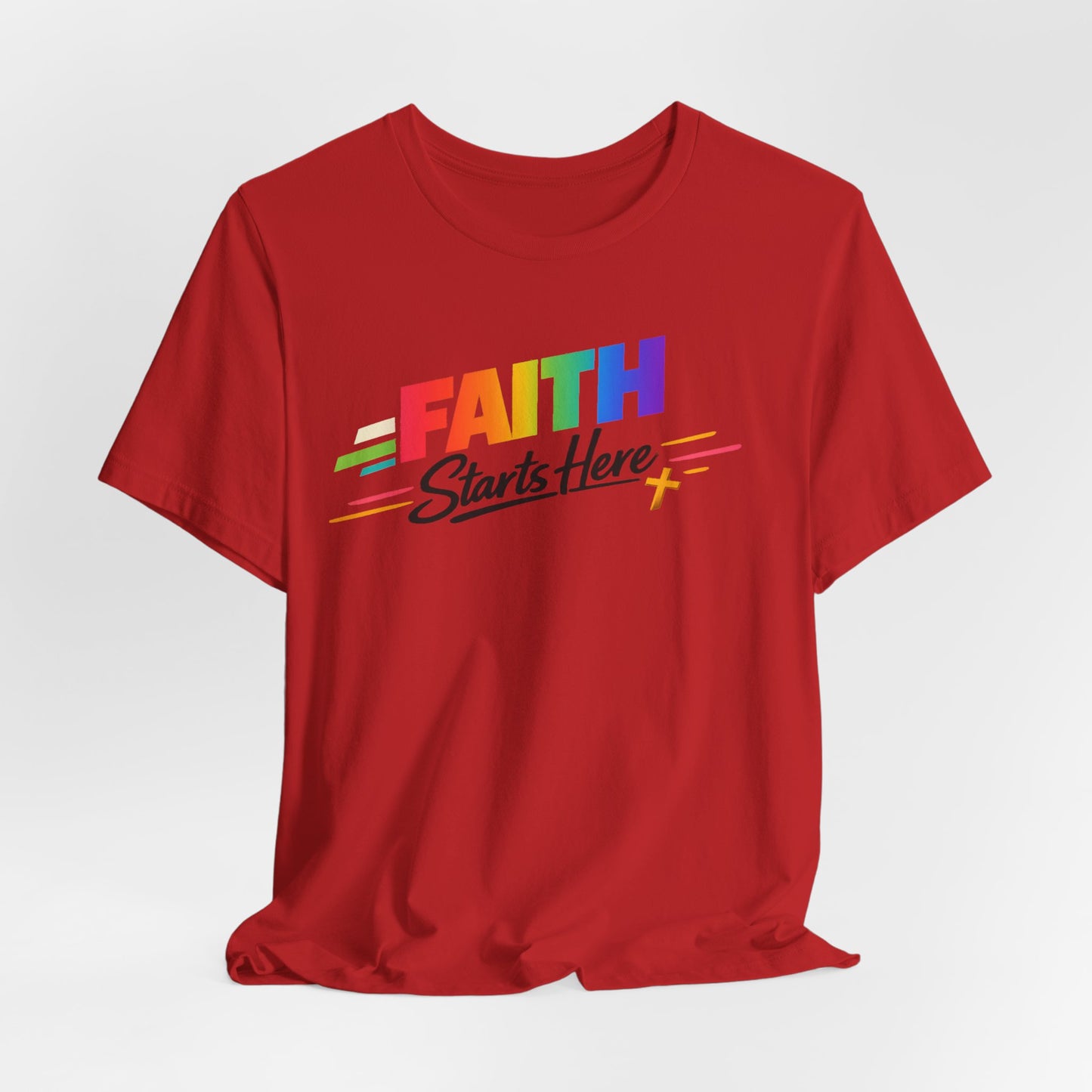 Faith Starts Here Rainbow Tee