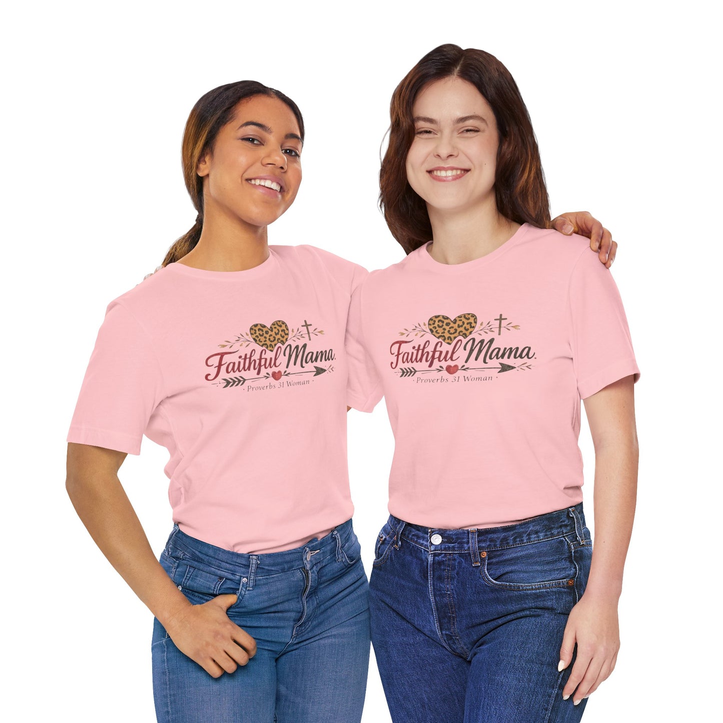 Faithful Mama T-Shirt - Leopard Heart Christian Mom Tee (Proverbs 31 Woman)